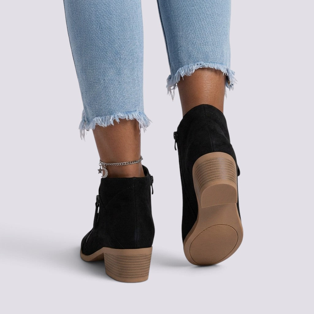 Botines Mujer Tacón Grueso Cremallera Lateral