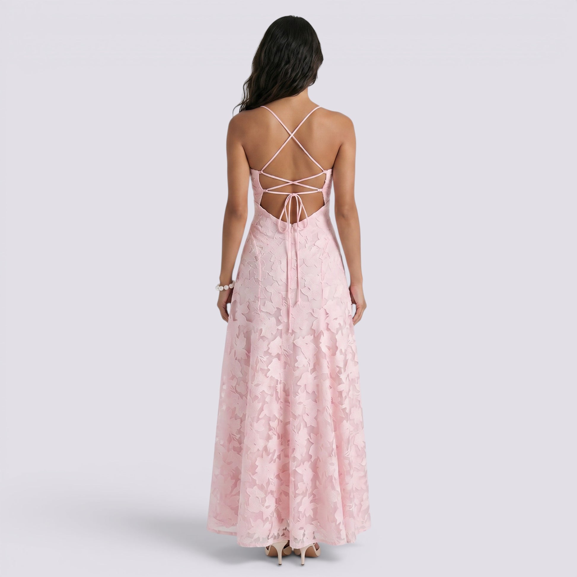 Vestido Largo Mujer Invitada Espalda Descubierta