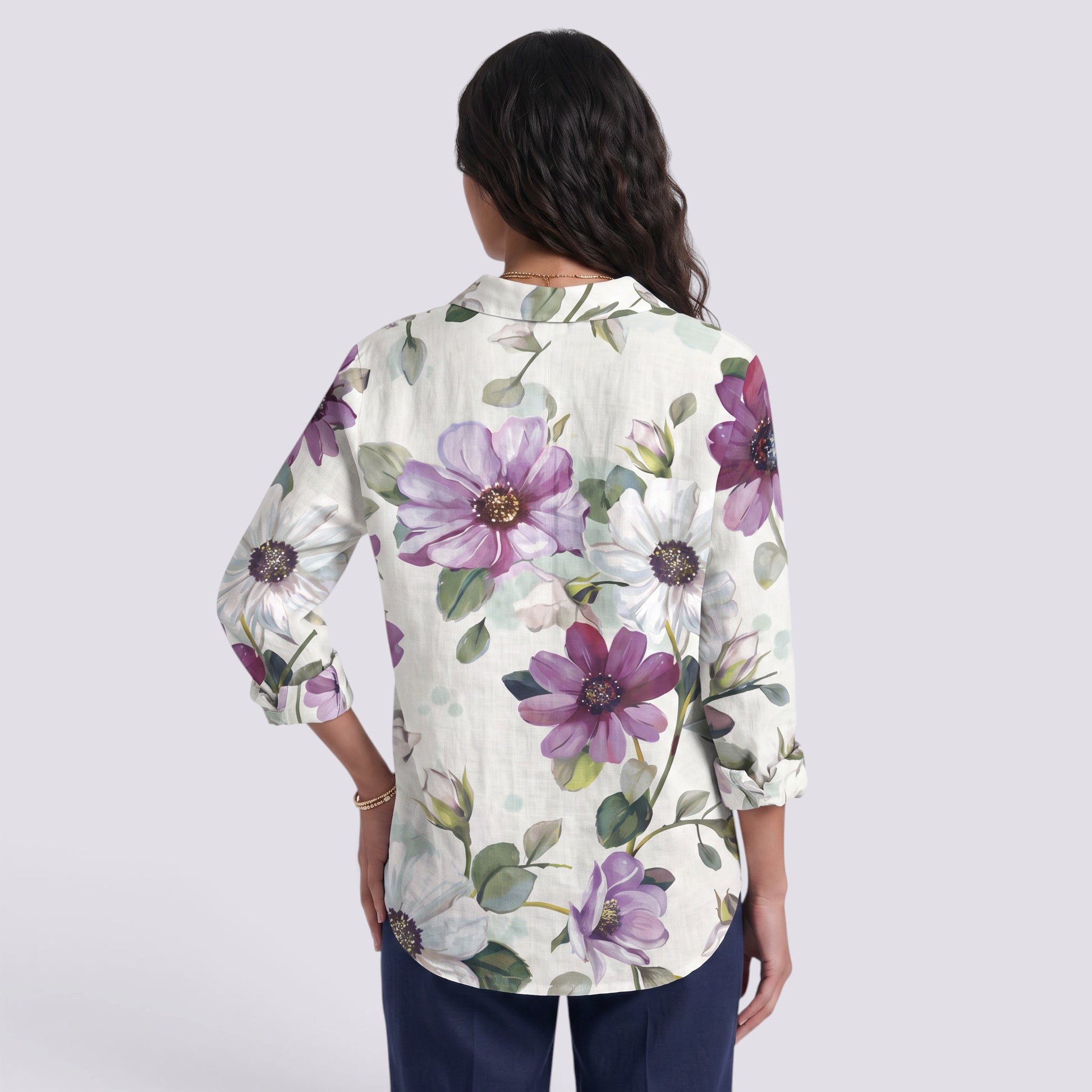Camisa Mujer Holgada Botones Bicolor