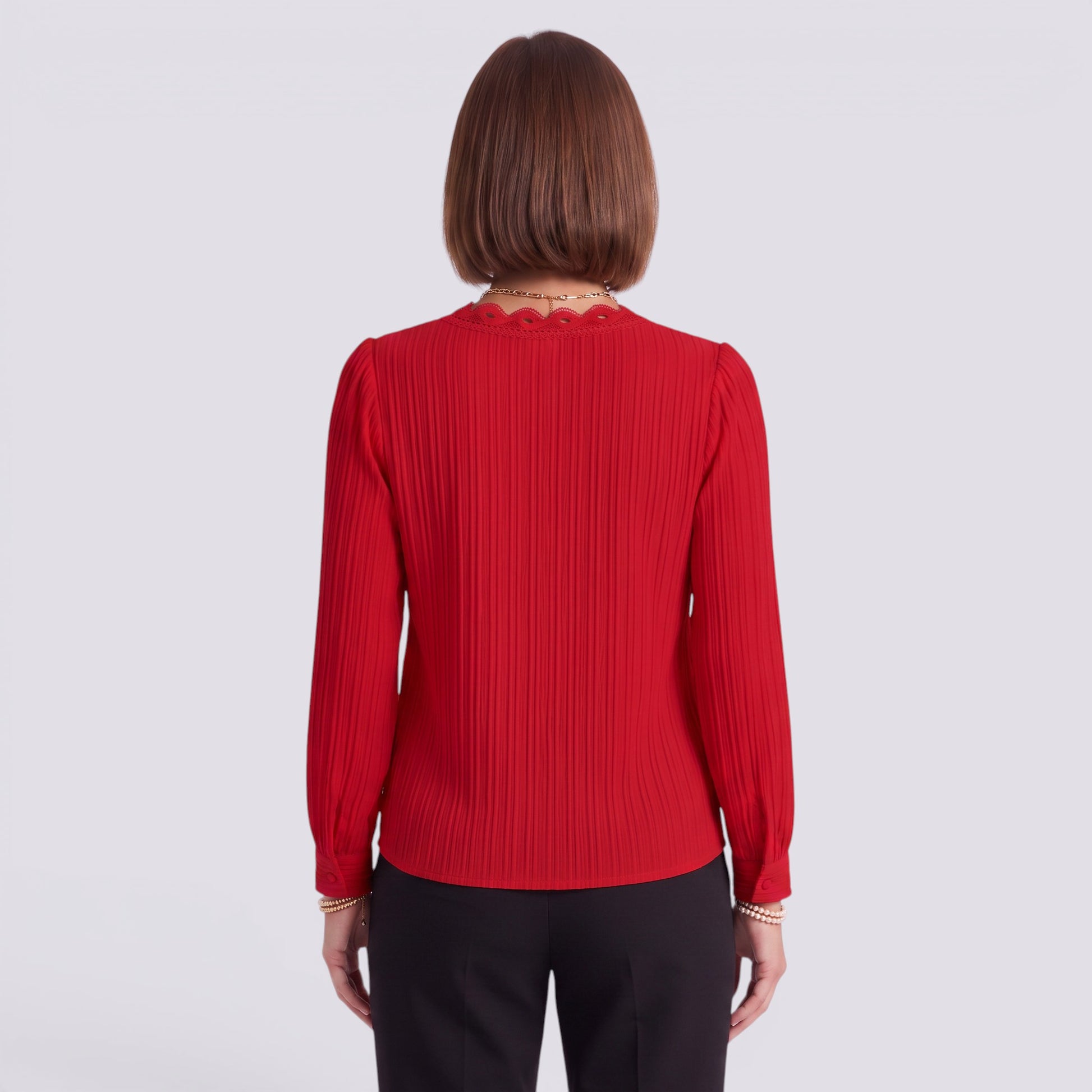 Blusa Mujer Encaje Cuello Pico