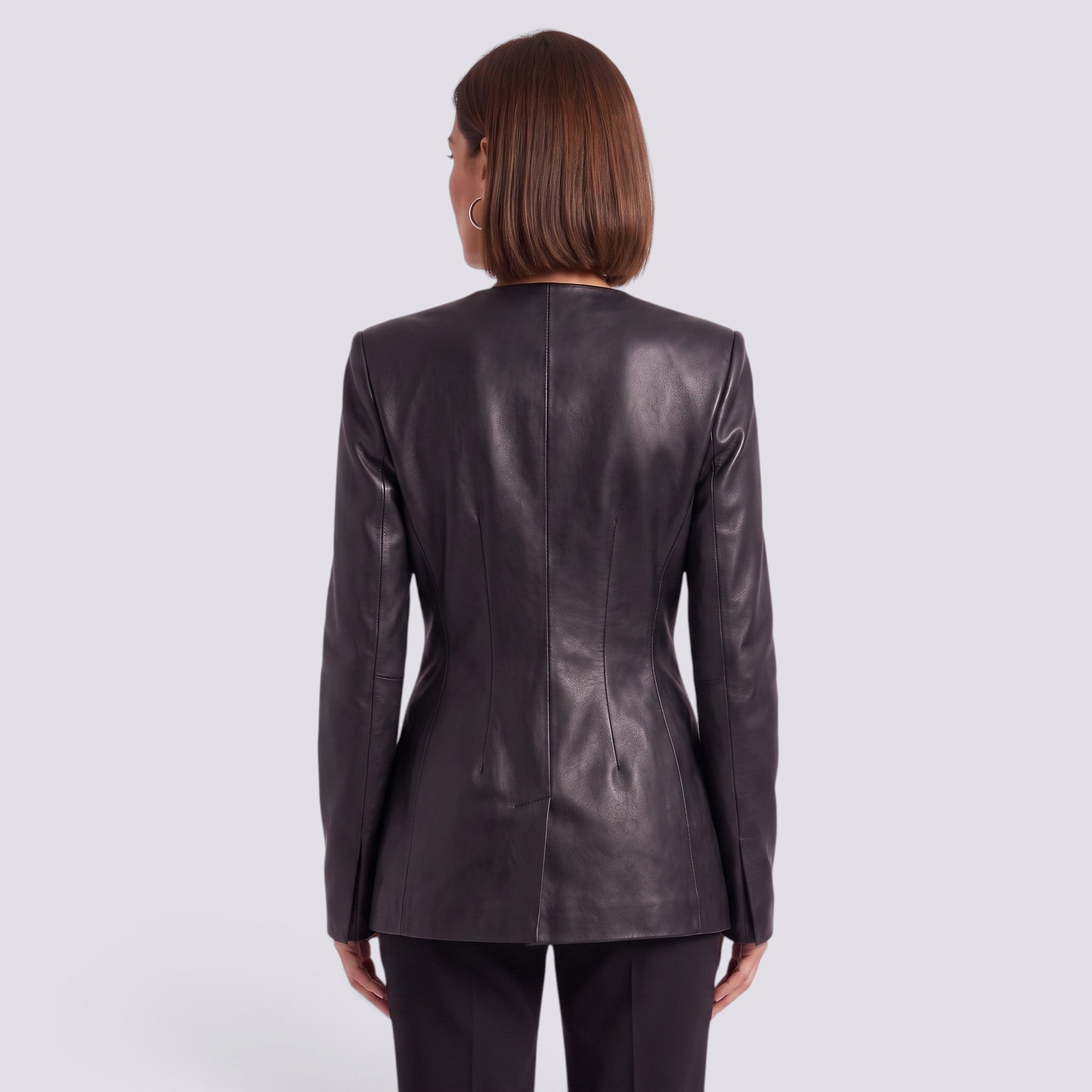 Chaqueta Mujer Efecto Piel Entallada Cuello Pico