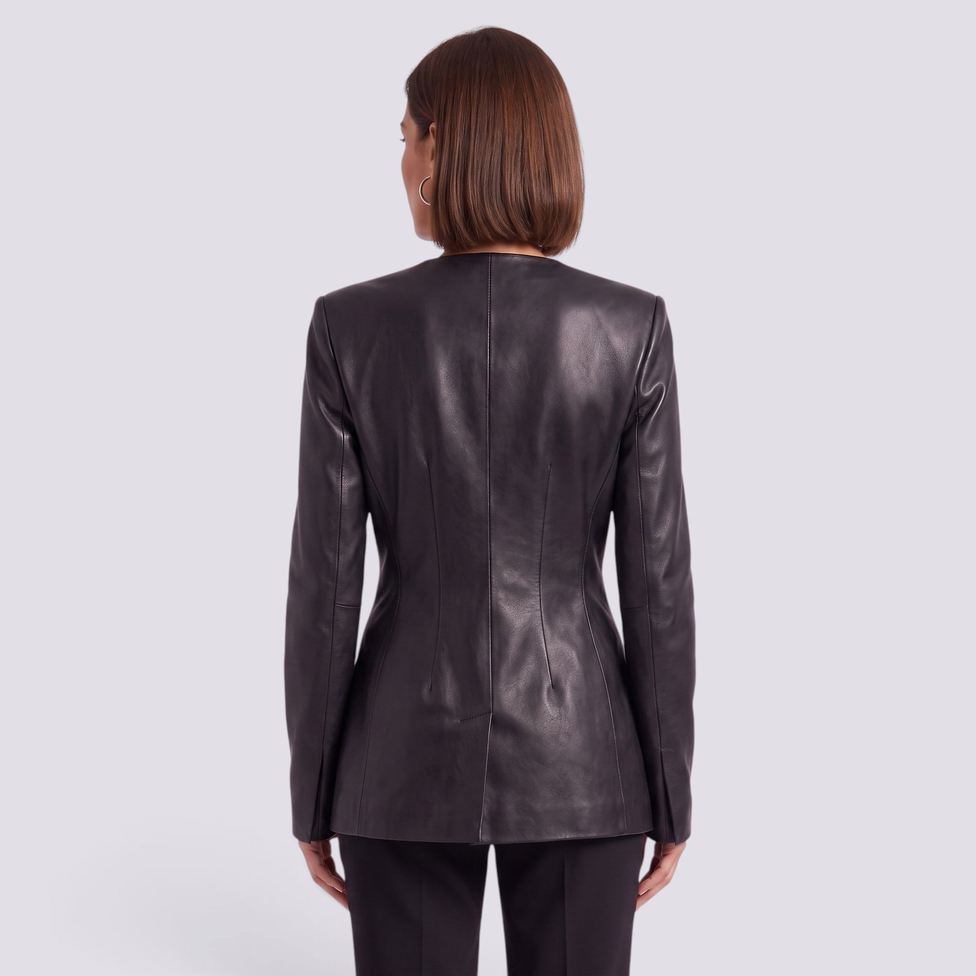 Chaqueta Mujer Efecto Piel Entallada Cuello Pico