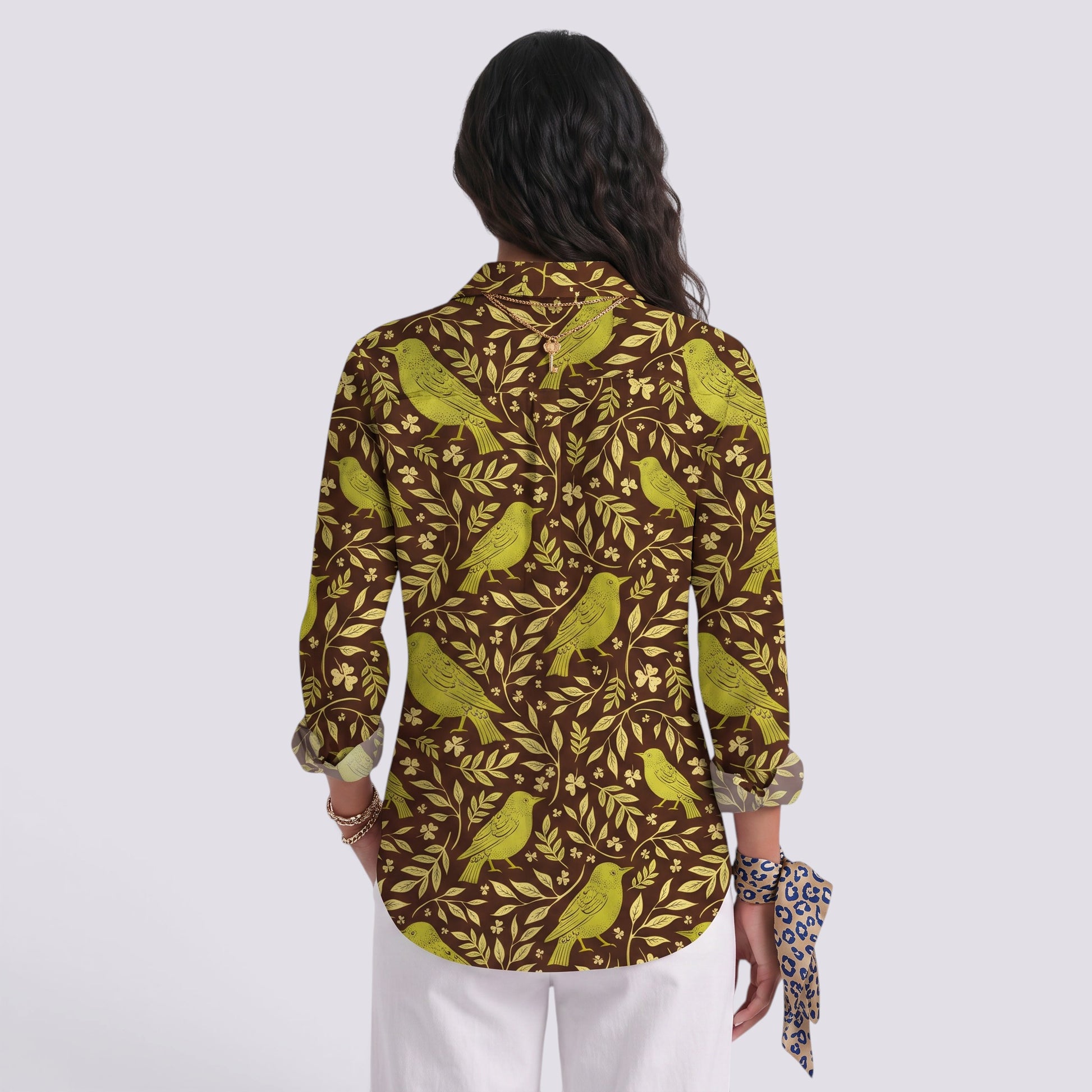 Camisa Mujer Estampado Leopardo Cuello Mao