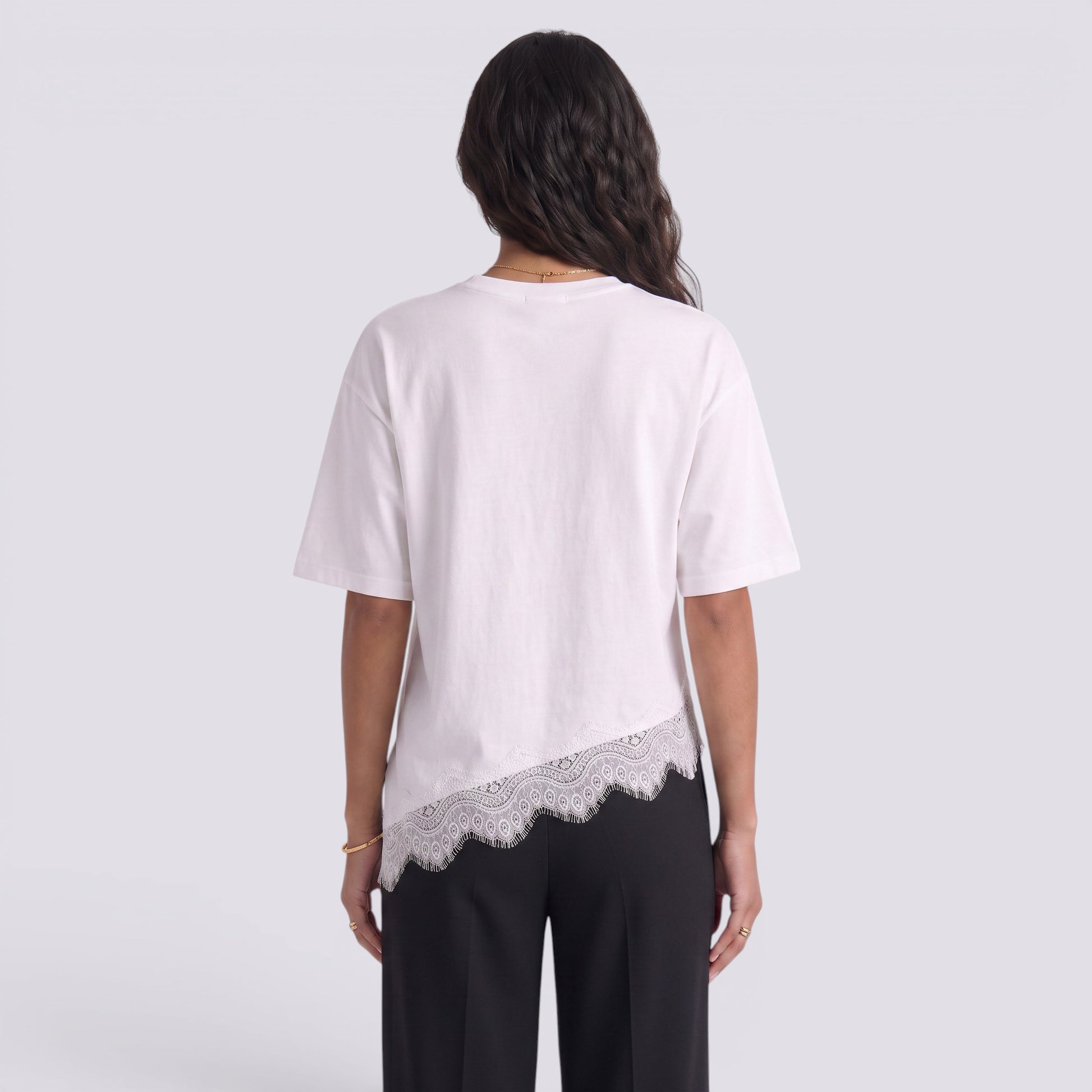 Camiseta Mujer Manga Corta Encaje