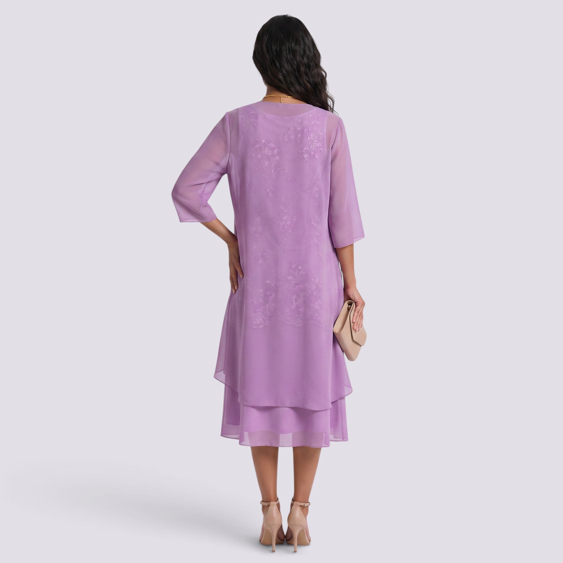 Vestido Largo Mujer Dos Piezas Encaje
