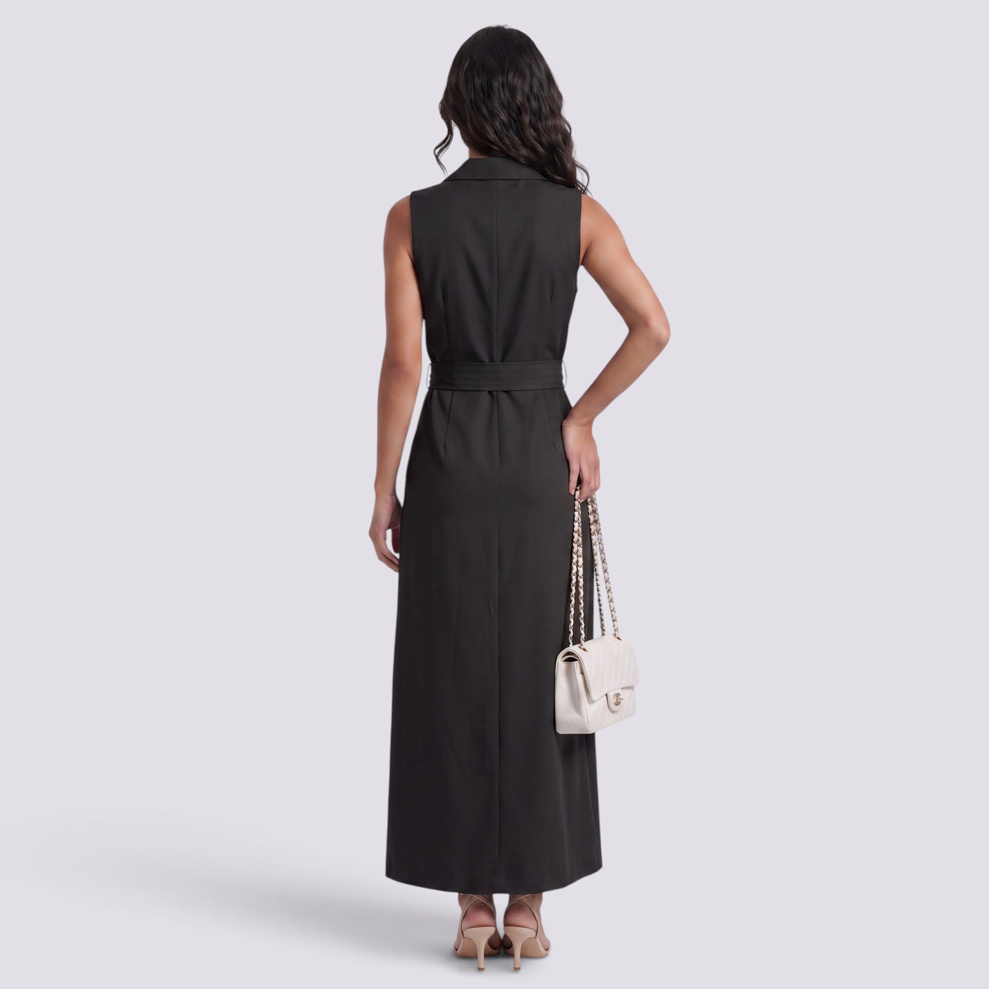 Vestido Largo Tipo Blazer para Mujer Solapa Entallado