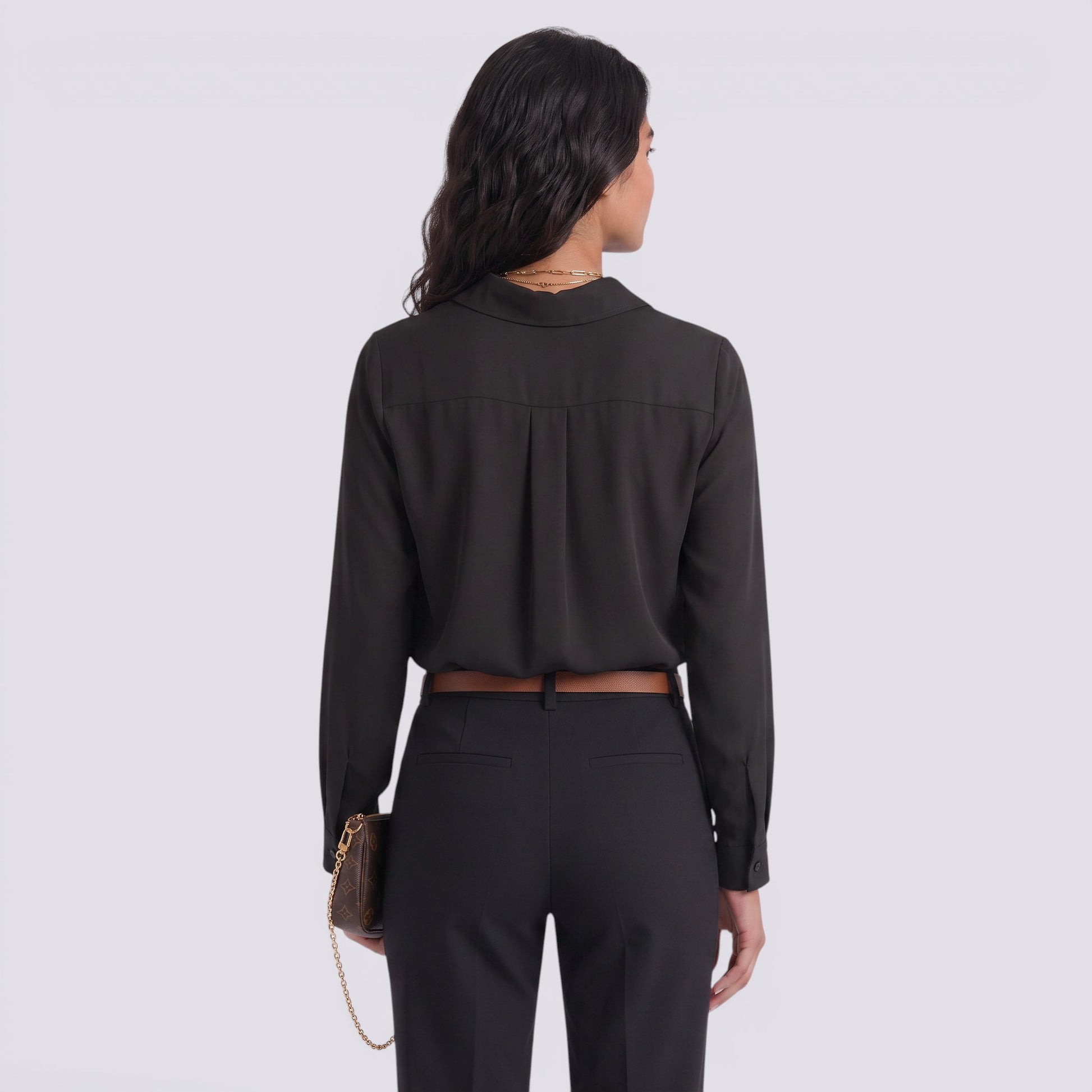 Blusa Mujer Manga Larga Cuello Pico