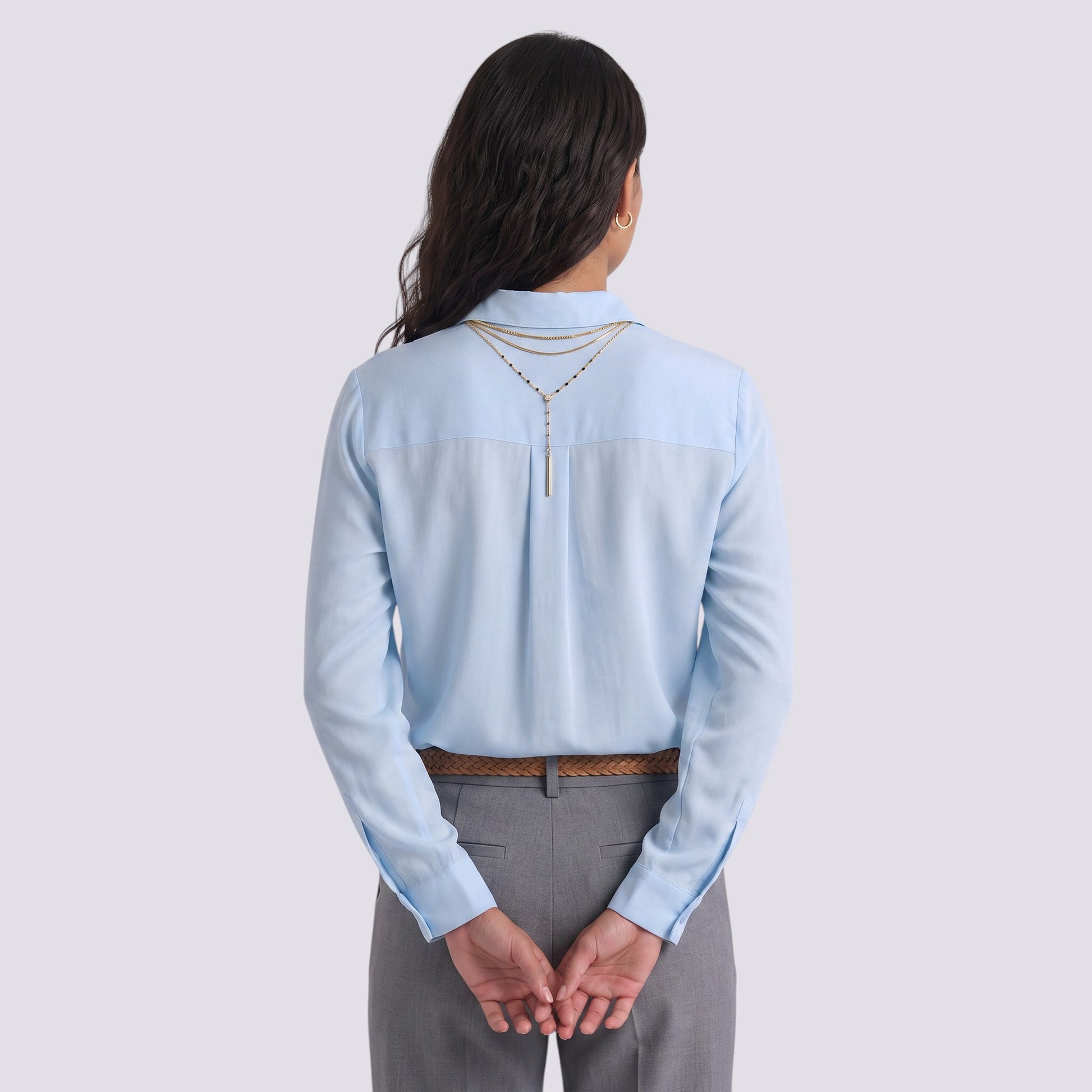 Camisa Mujer Manga Larga Escote V Botonada