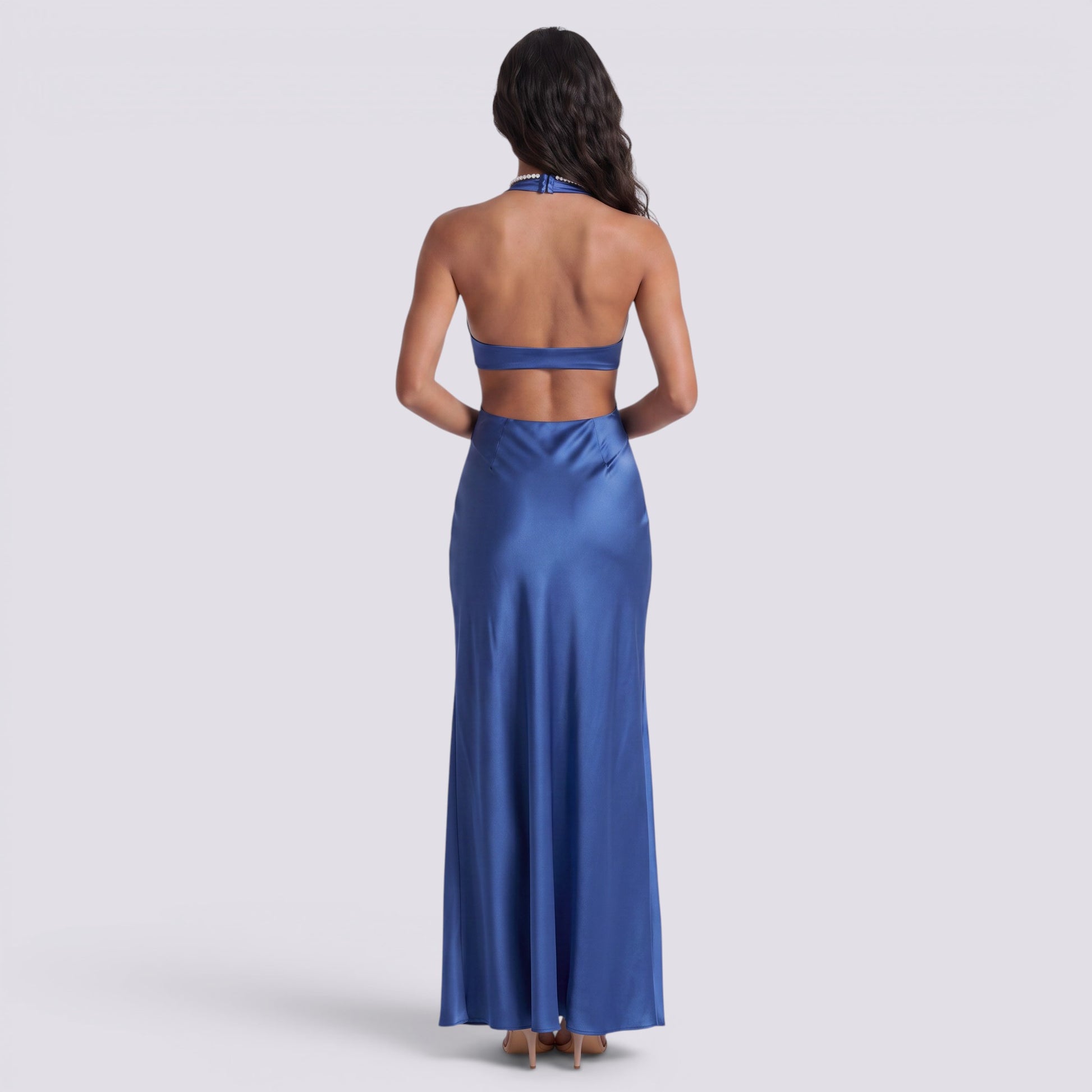 Vestido Largo Mujer Halter de Fiesta Abertura