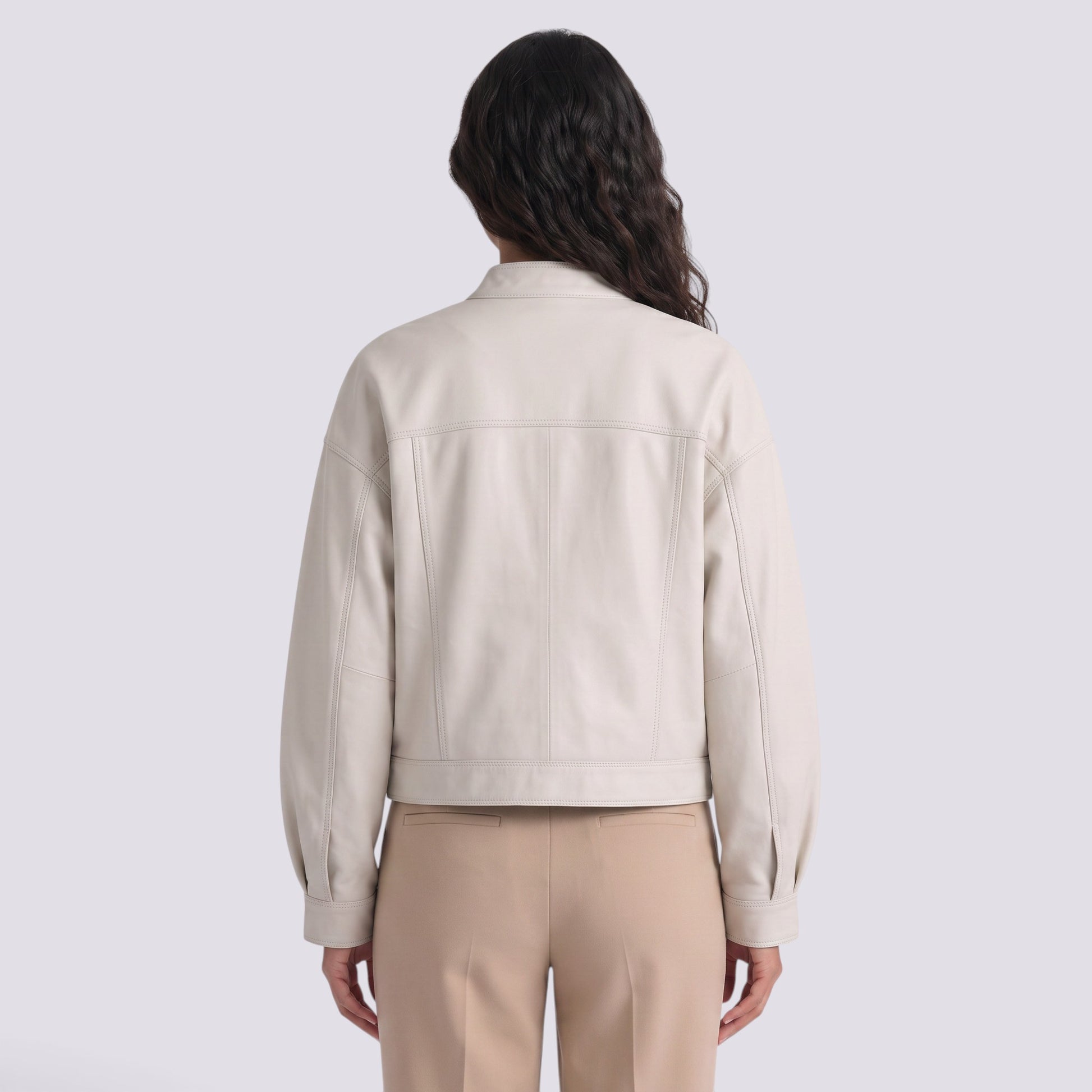 Chaqueta Mujer Cuello Mao Efecto Piel