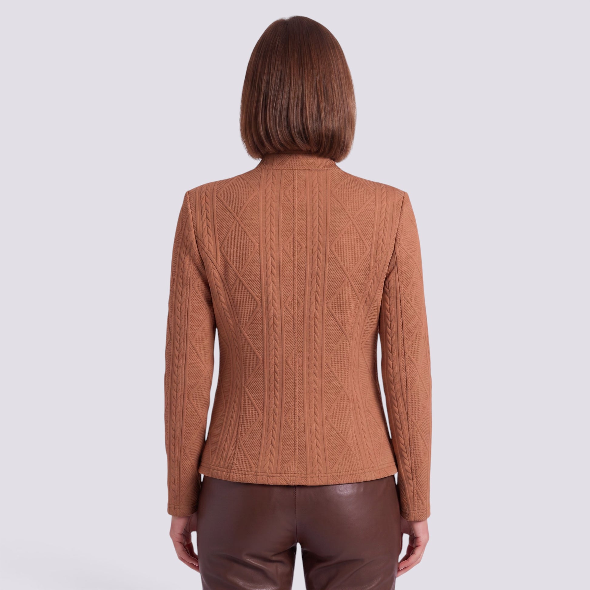 Blazer Mujer Entallado Cuello Mao Elegante Larga