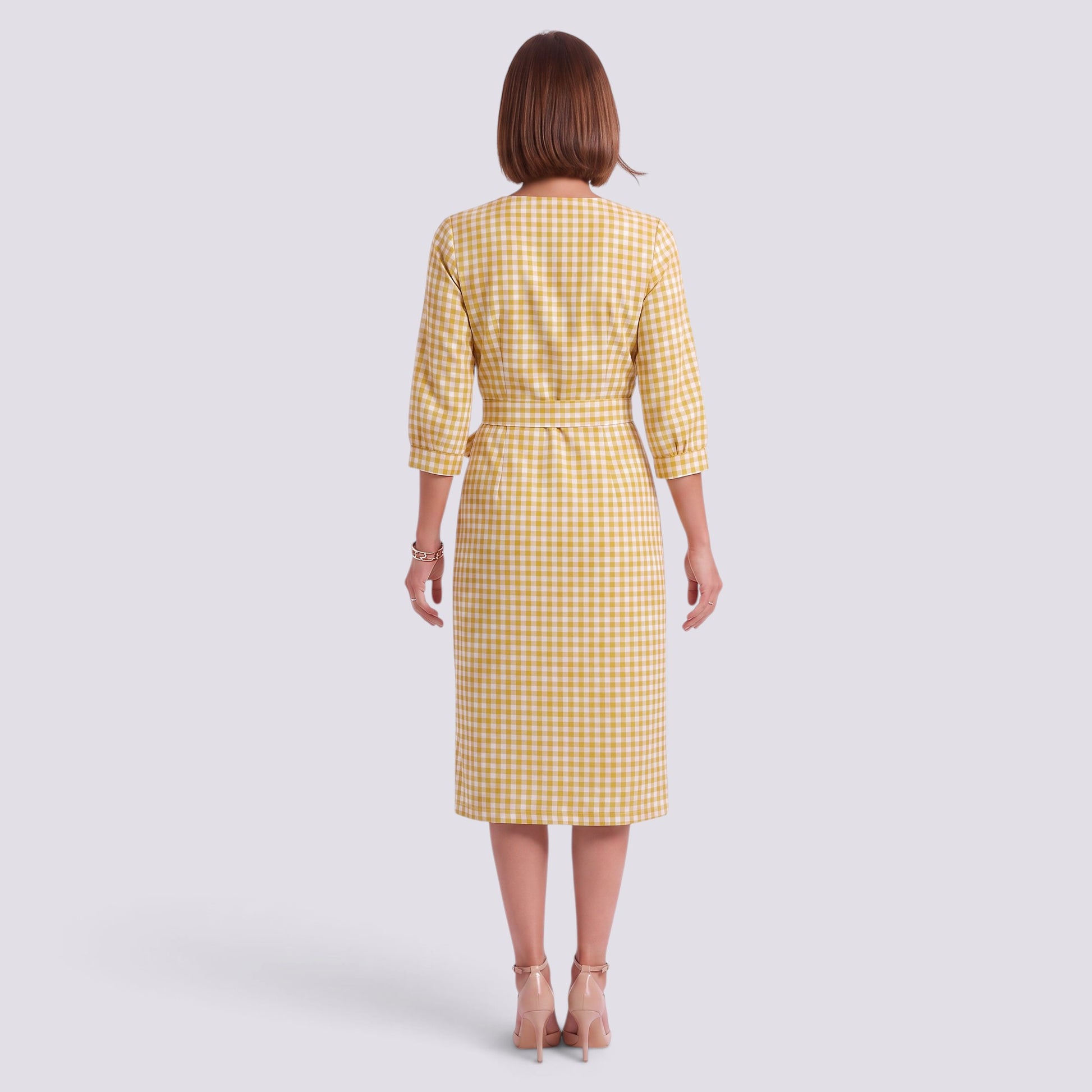Vestido de Cuadros Mujer Escote V