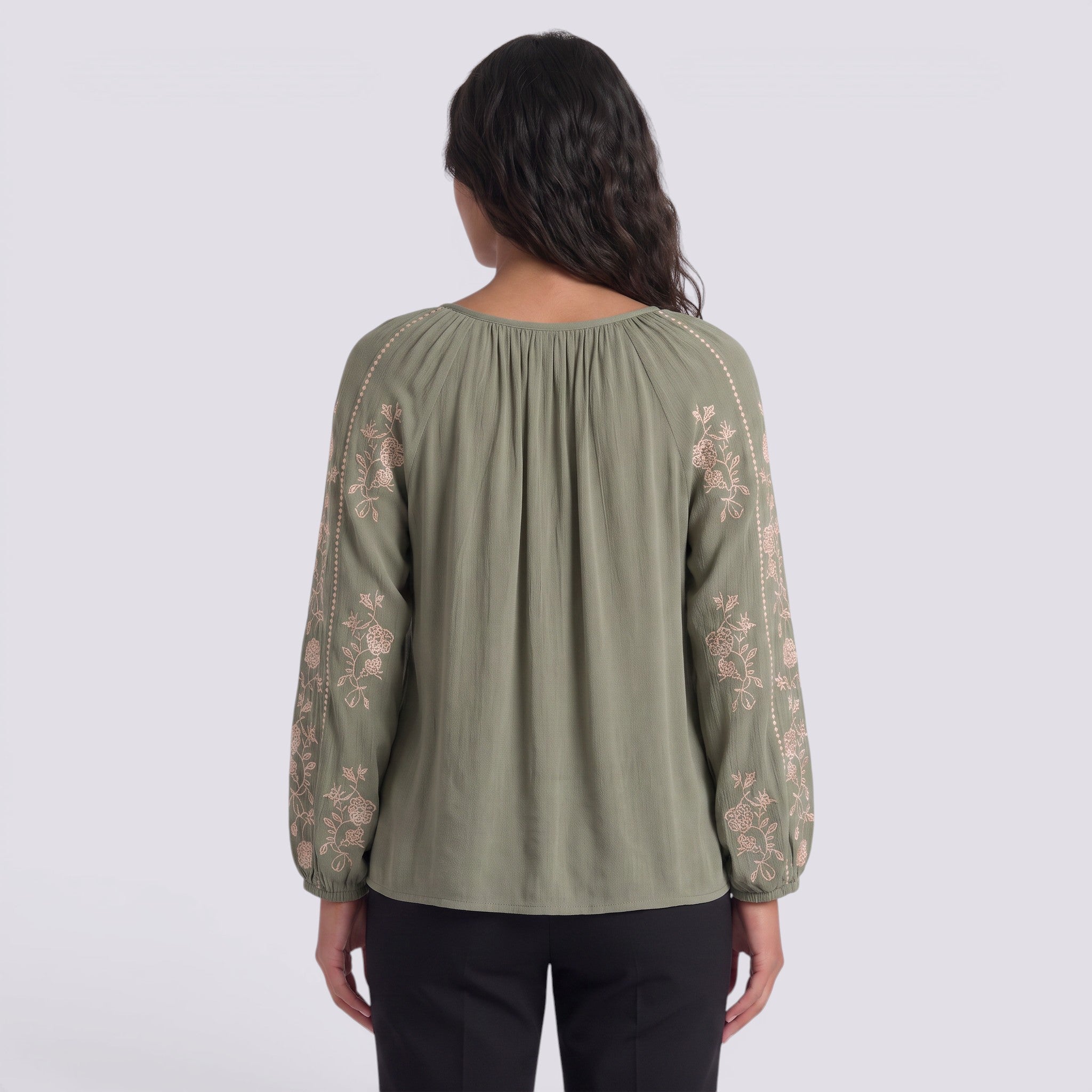 Blusa Mujer Manga Larga Bordada