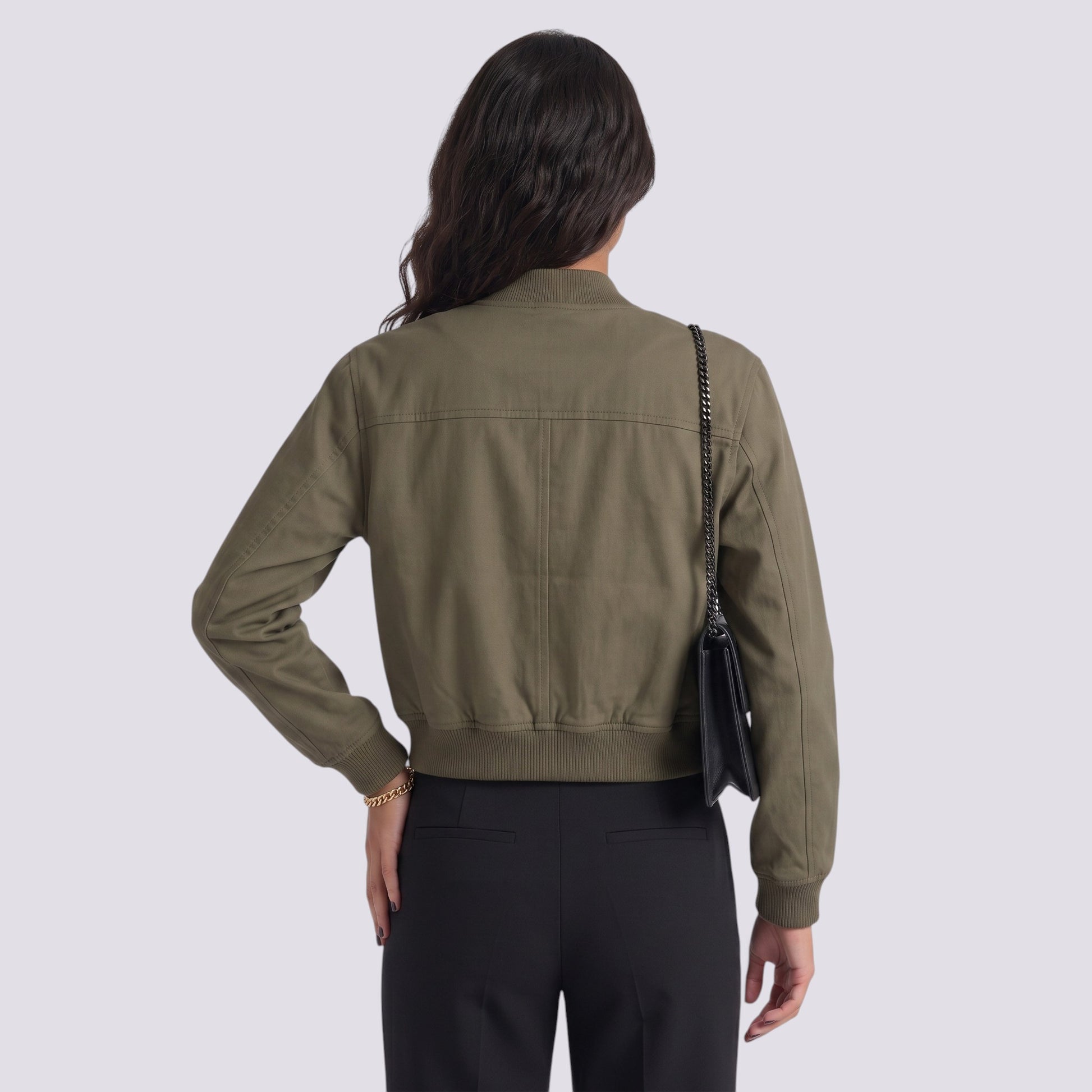 Chaqueta Mujer Cuello Alto Bolsillos Grandes