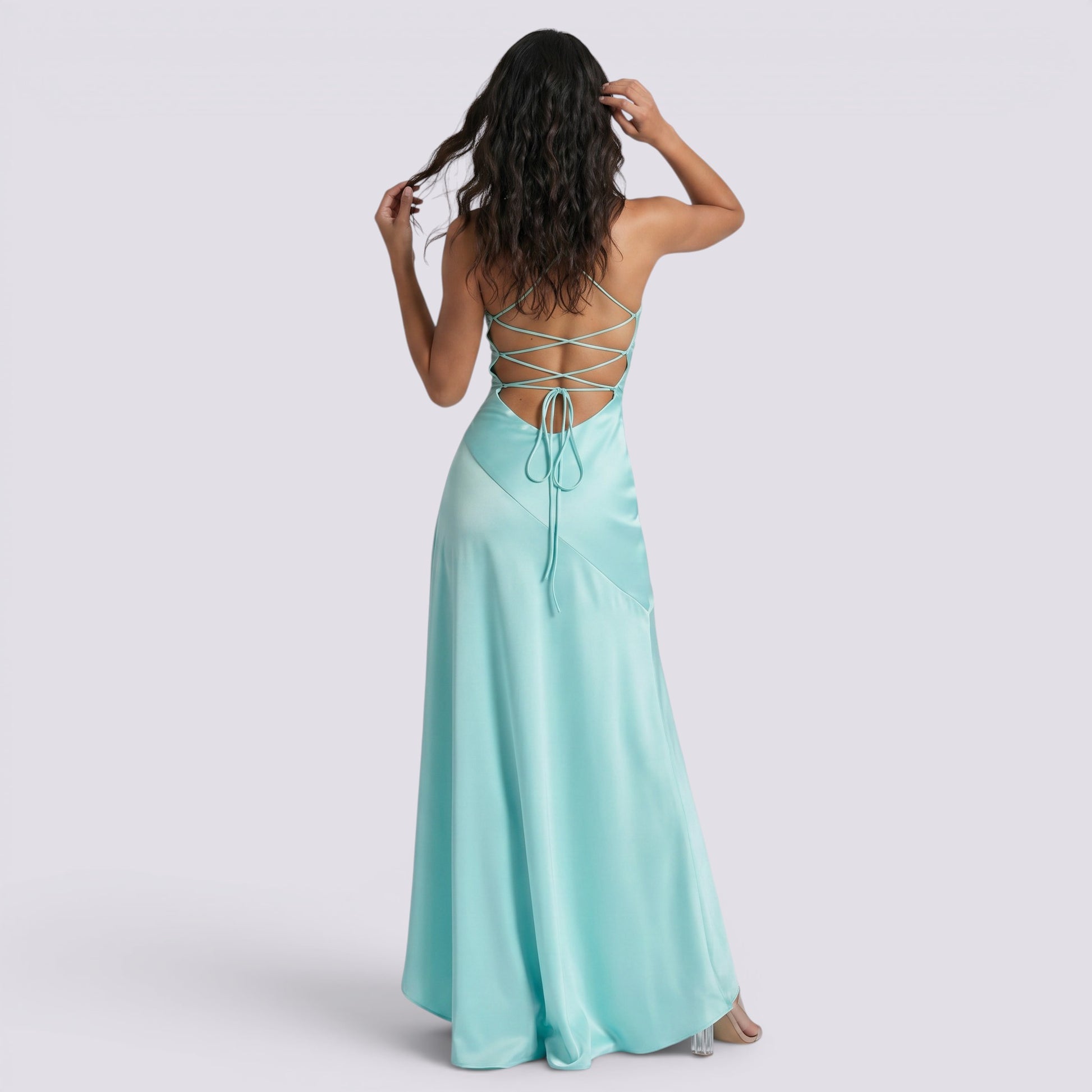 Vestido Largo Fiesta Mujer Satinado Descubierta