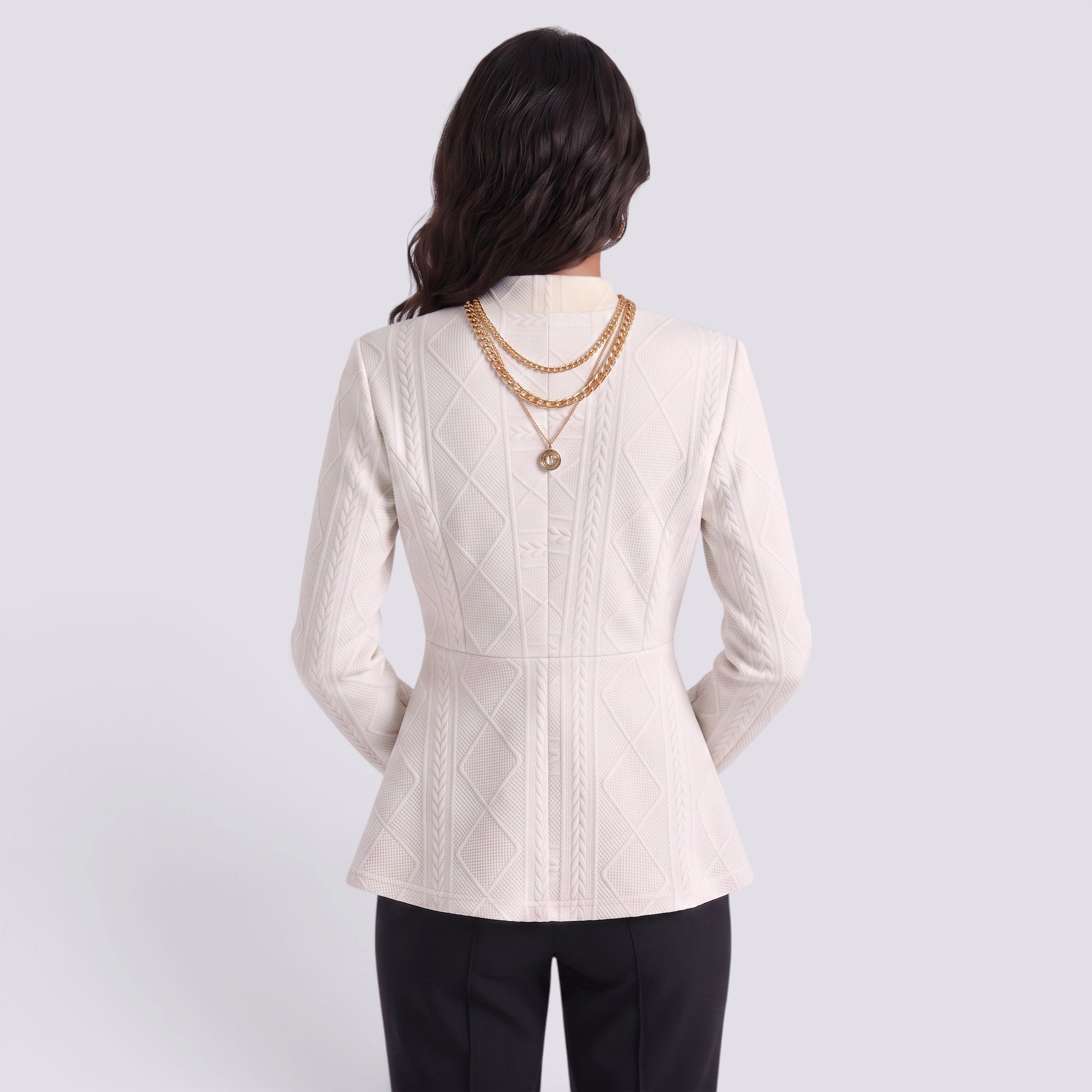 Blazer Mujer Entallado Jacquard Textura