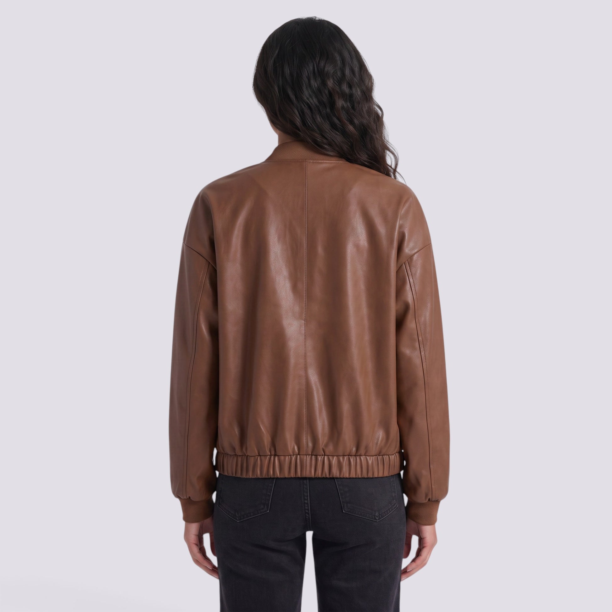Chaqueta Cuero Mujer Corta Motera Efecto Piel