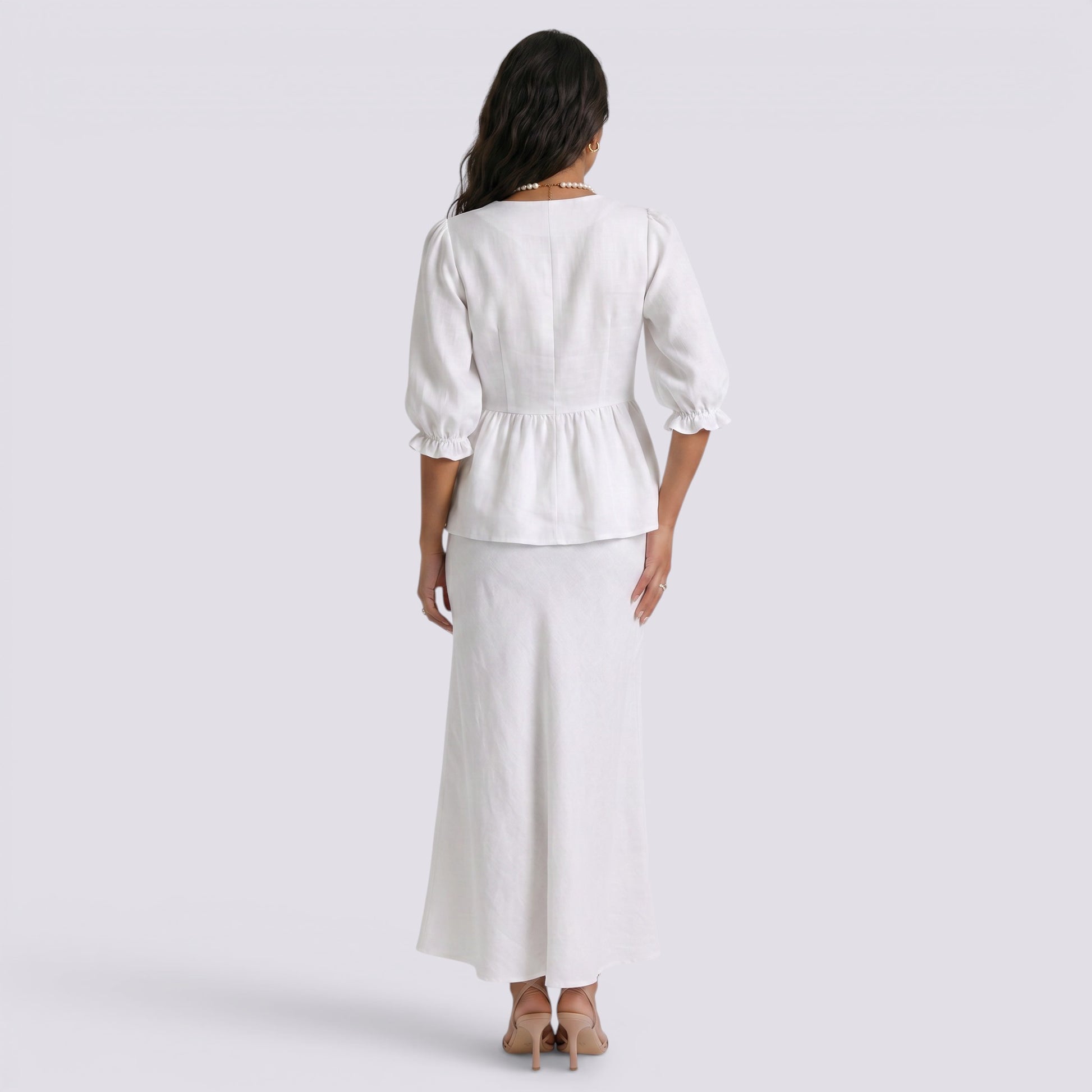 Conjunto Top Cruzado Manga Globo Mujer