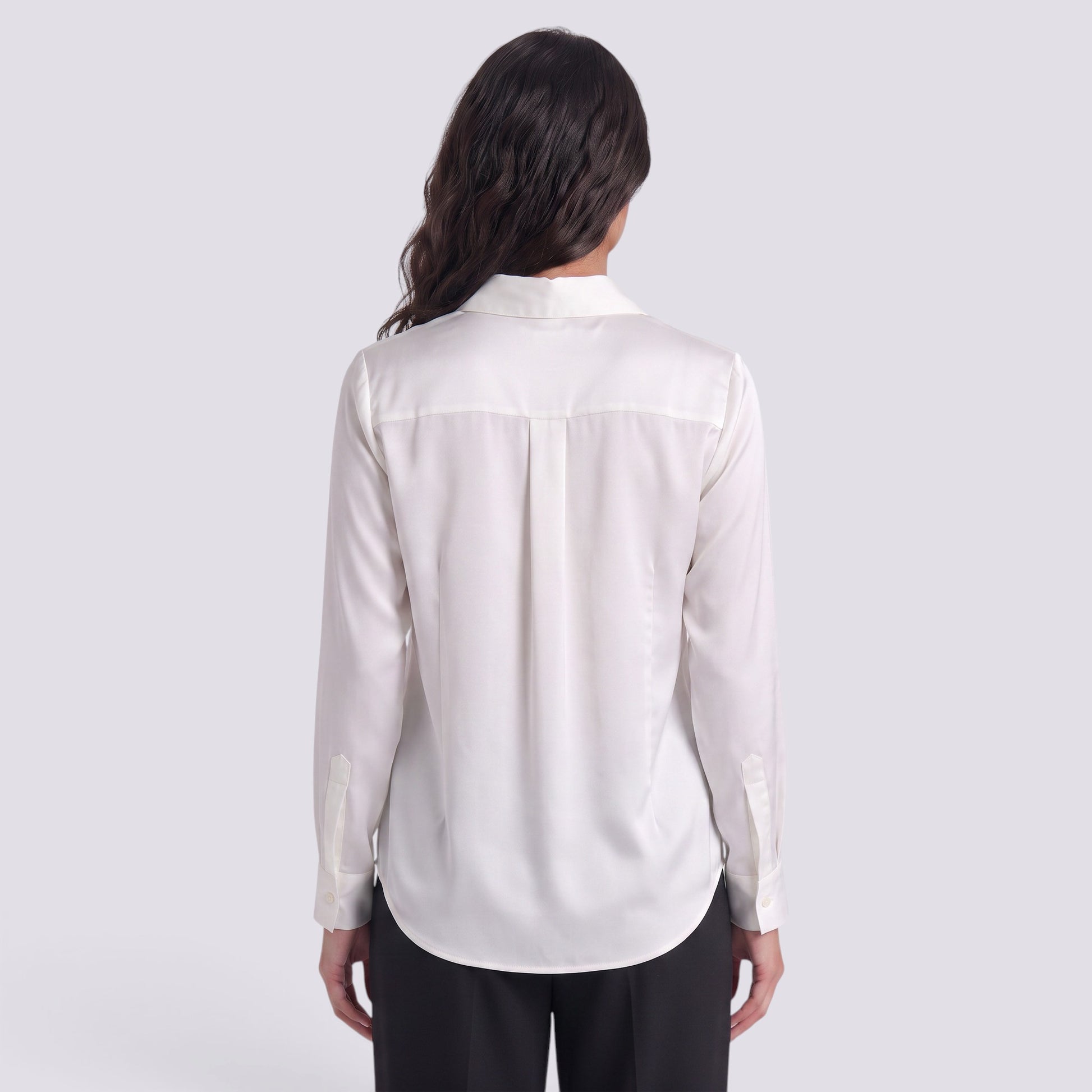 Camisa Satinada Mujer Manga Larga