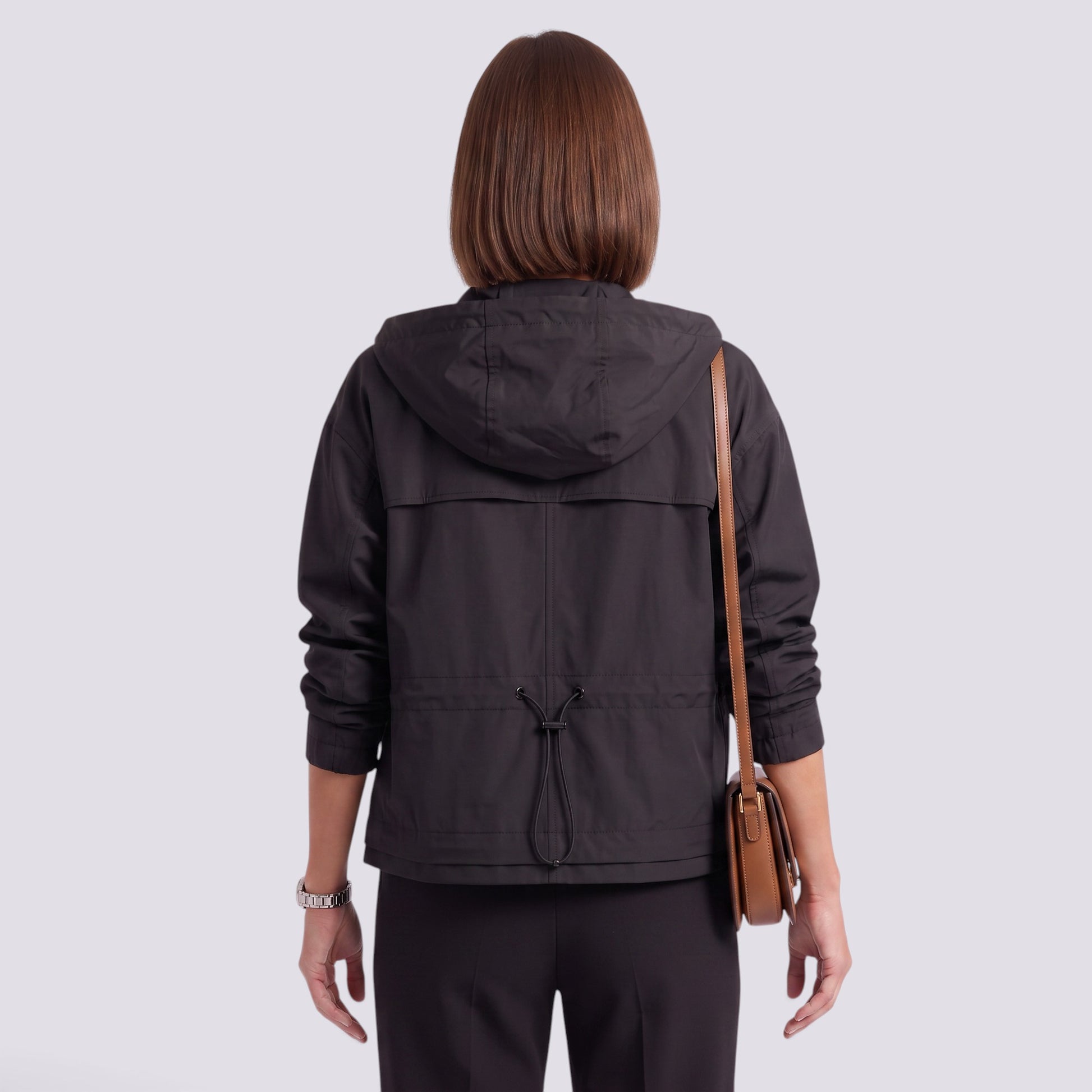 Gabardina Corta Mujer Con Capucha