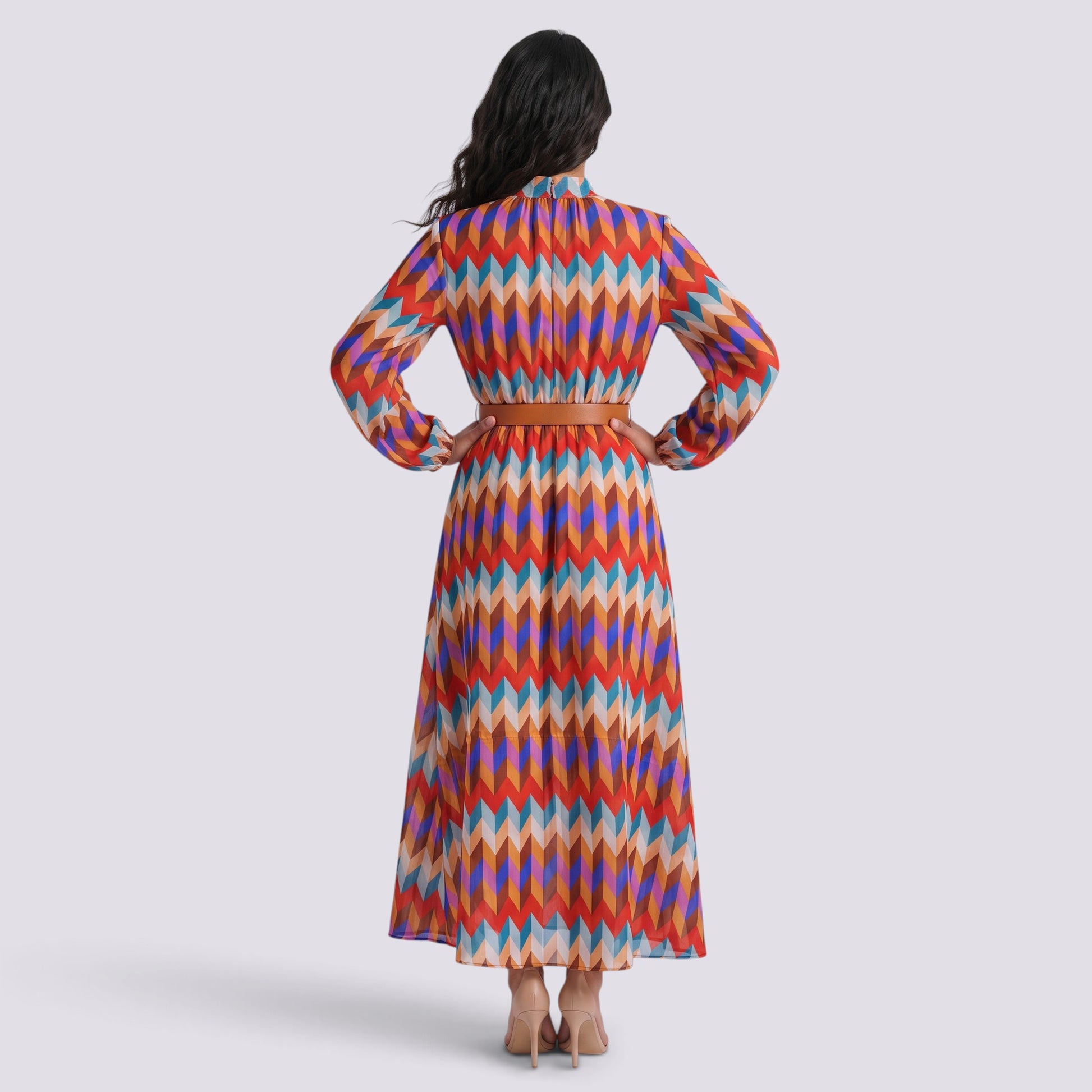 Vestido Midi Mujer Estampado Geométrico