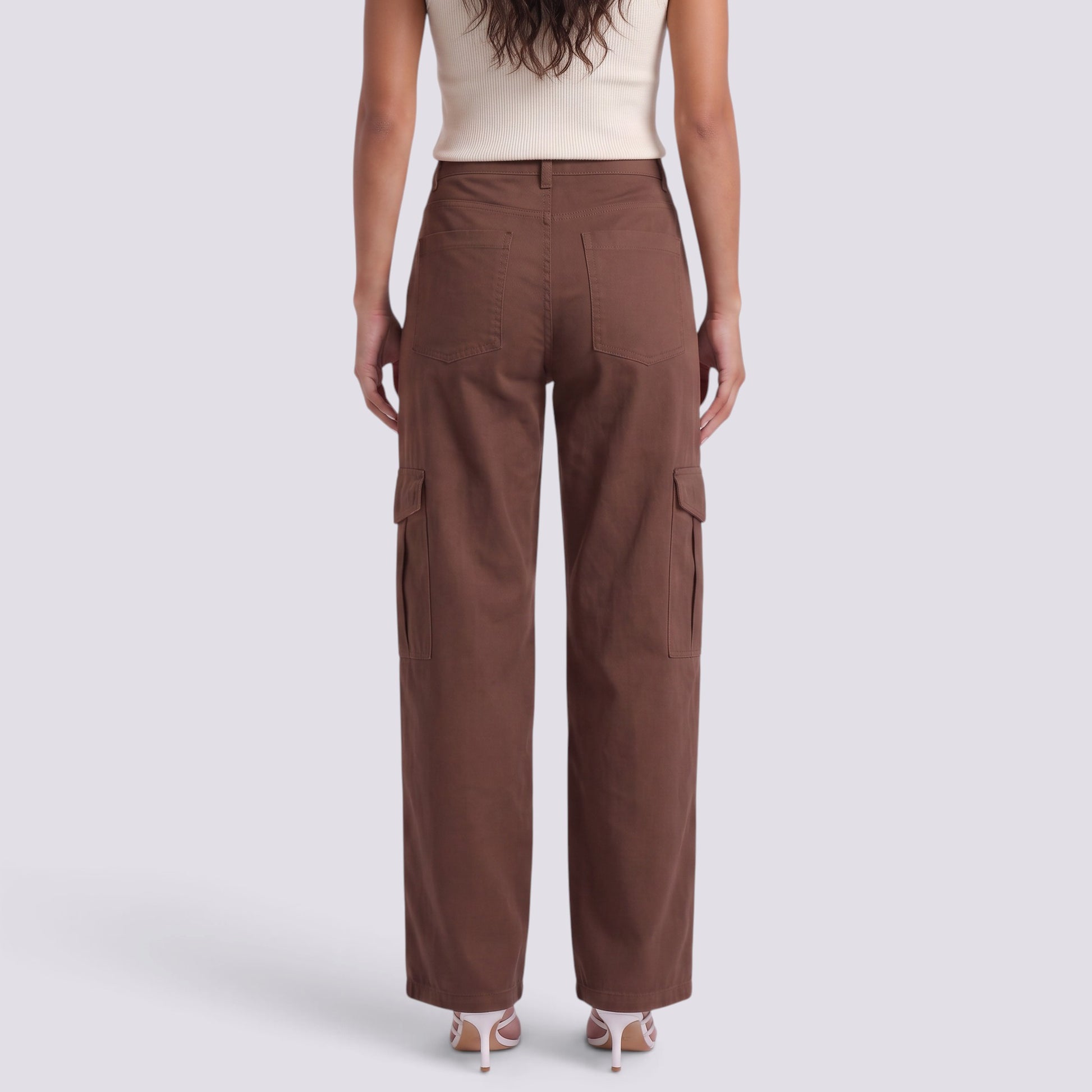 Pantalones Cargo Mujer Tiro Alto Multibolsillos