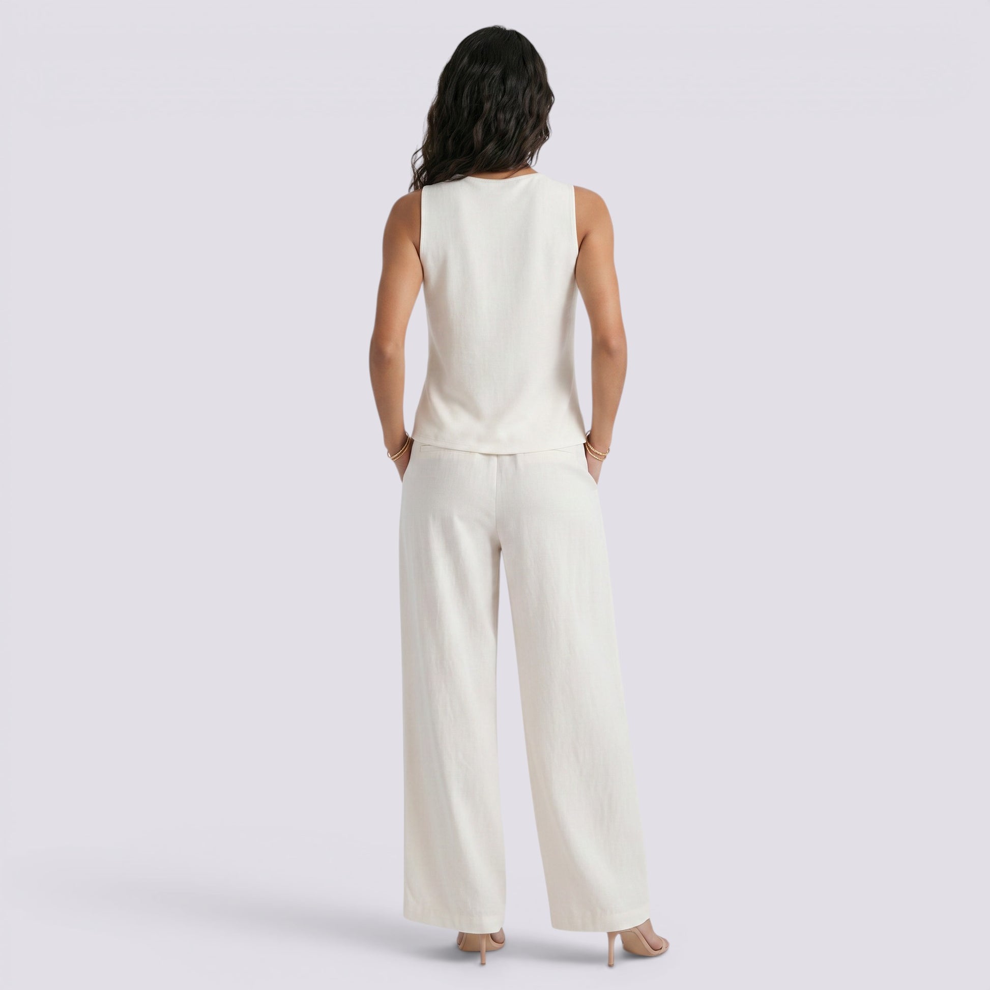Conjunto Mujer Top Pantalón Ancho Verano Elegante