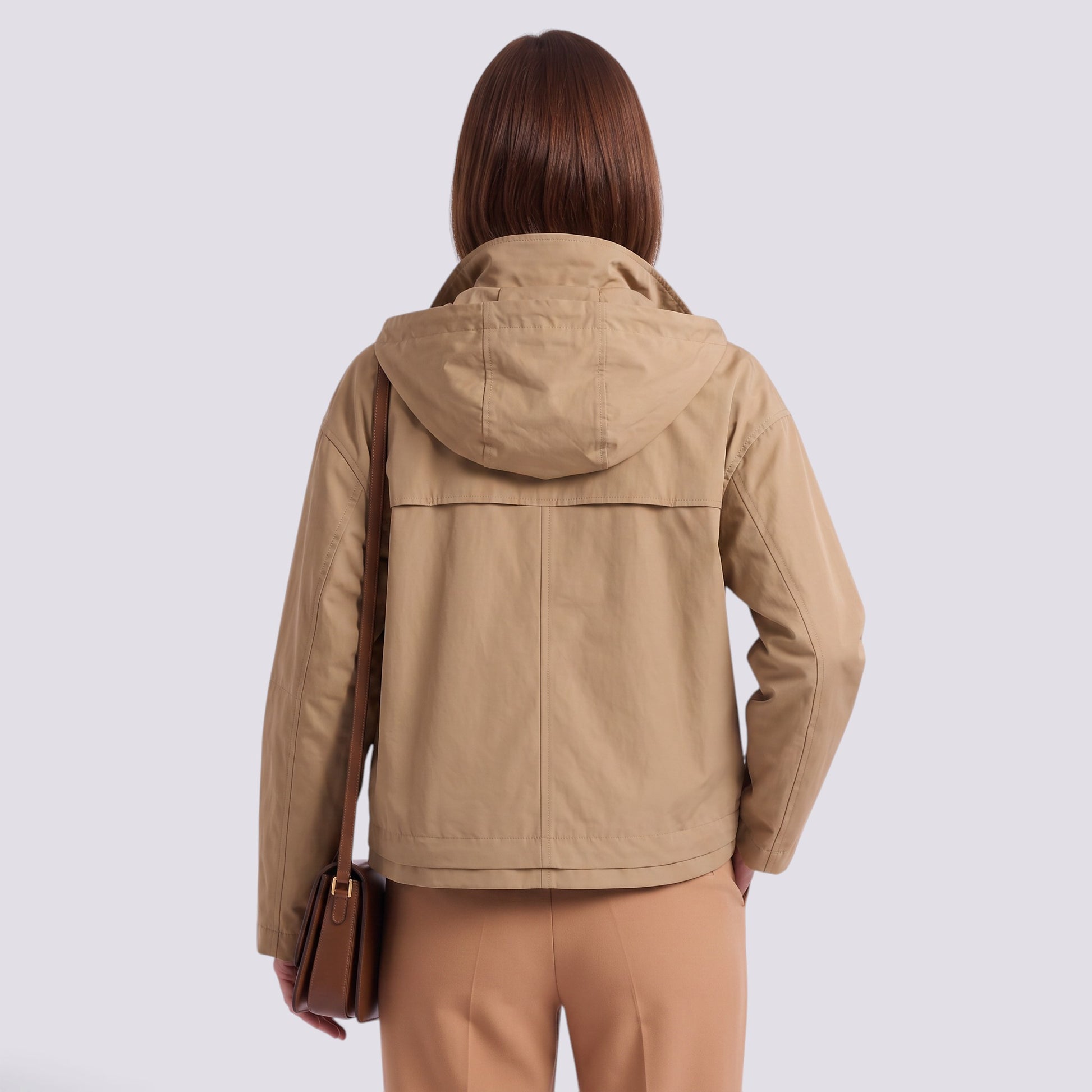 Gabardina Corta Mujer Con Capucha
