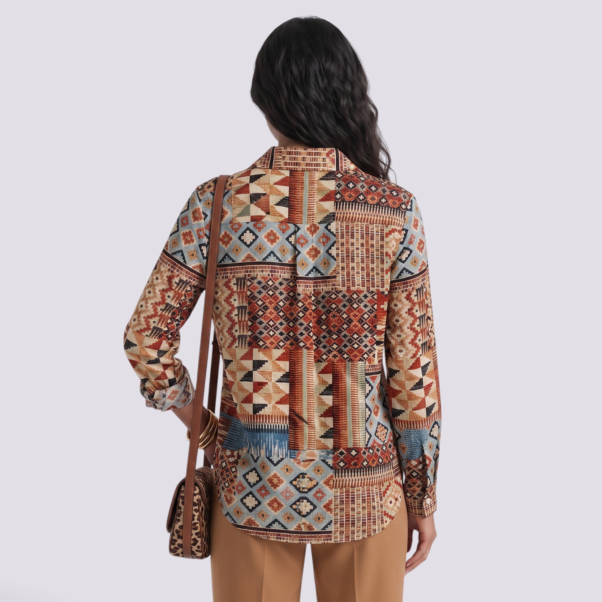 Camisa Mujer Holgada Botones Bicolor