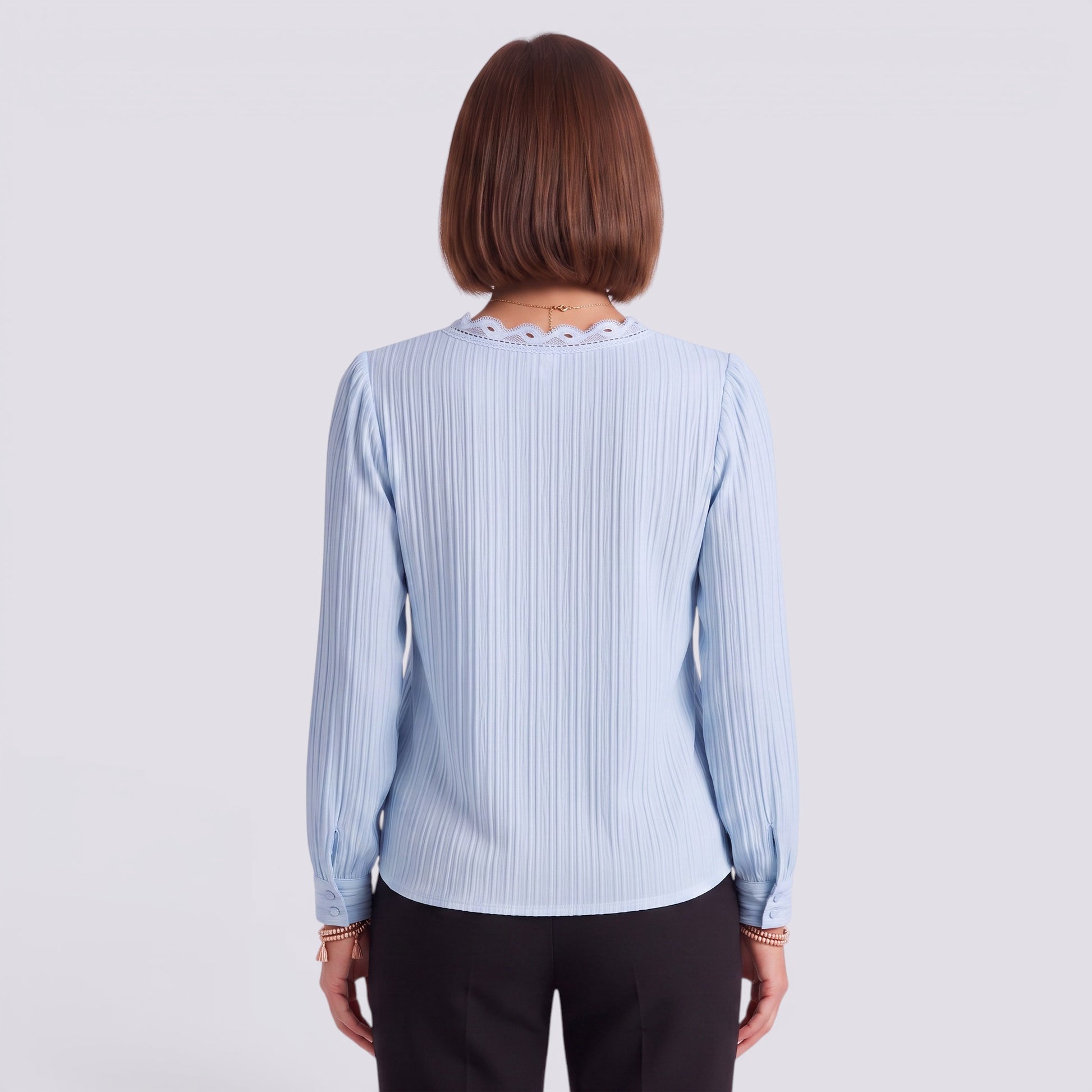 Blusa Mujer Encaje Cuello Pico
