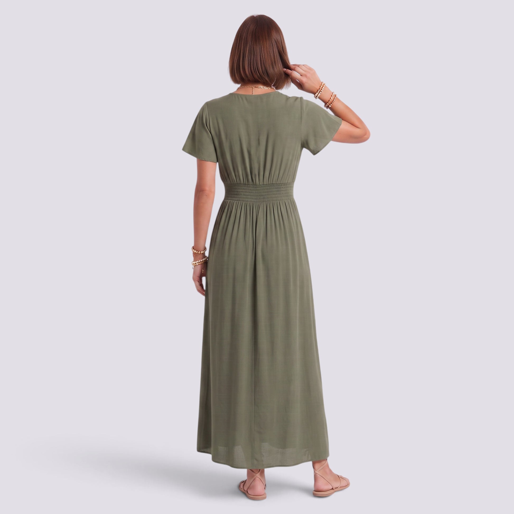 Vestido Largo Mujer Verano Elegante Manga Corta