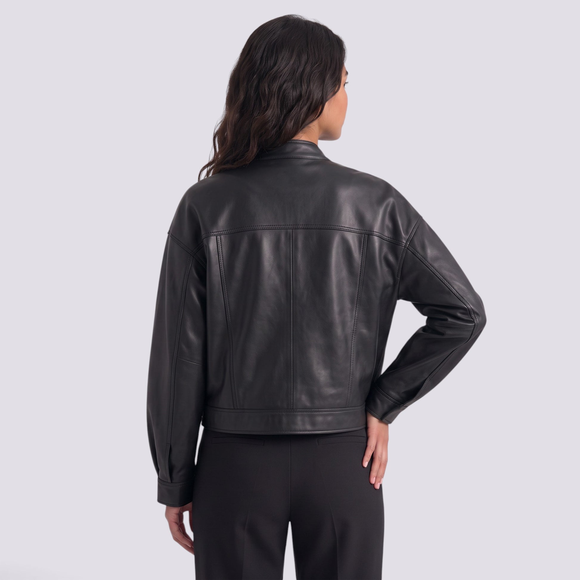 Chaqueta Mujer Cuello Mao Efecto Piel