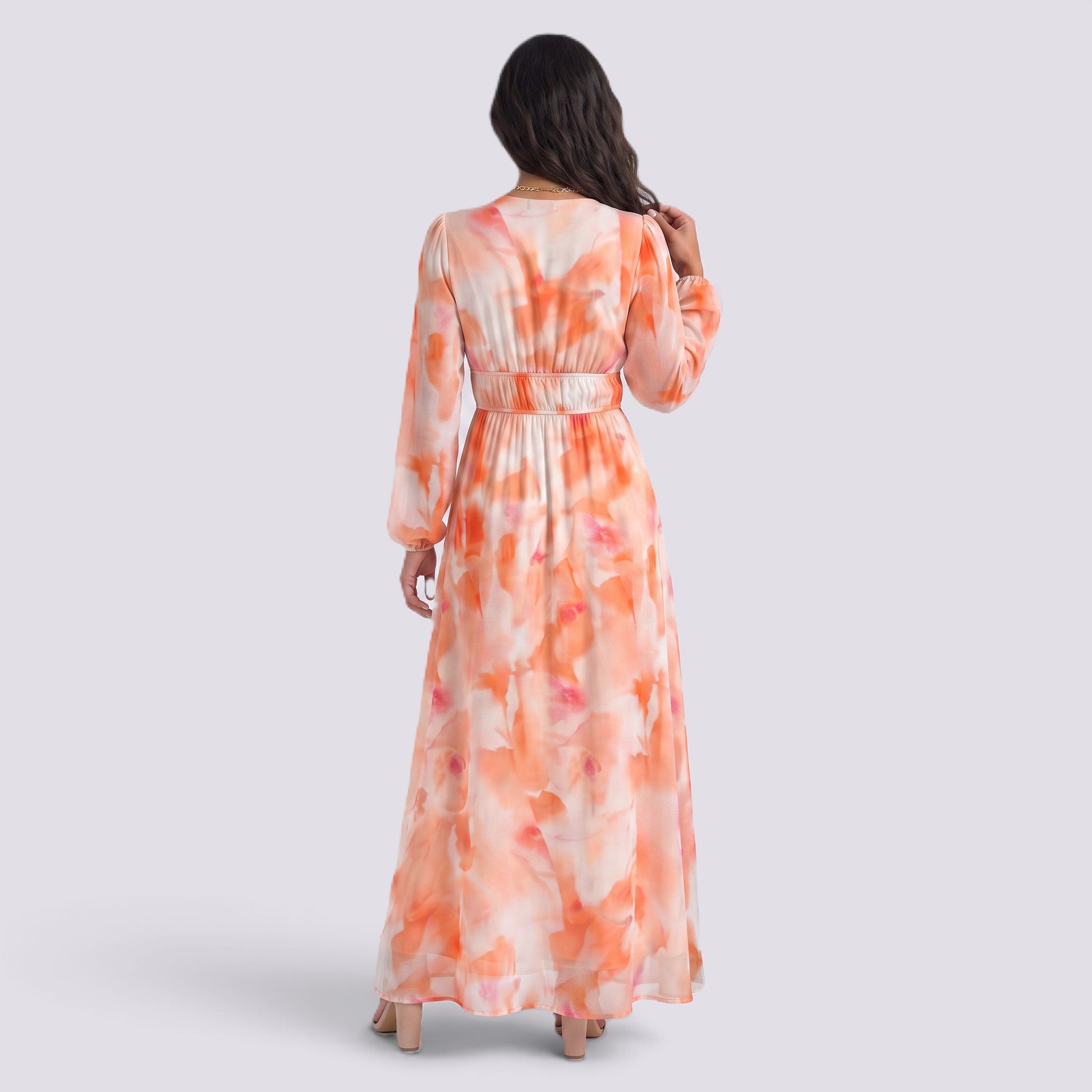 Vestido Largo Mujer Estampado Cintura Alta