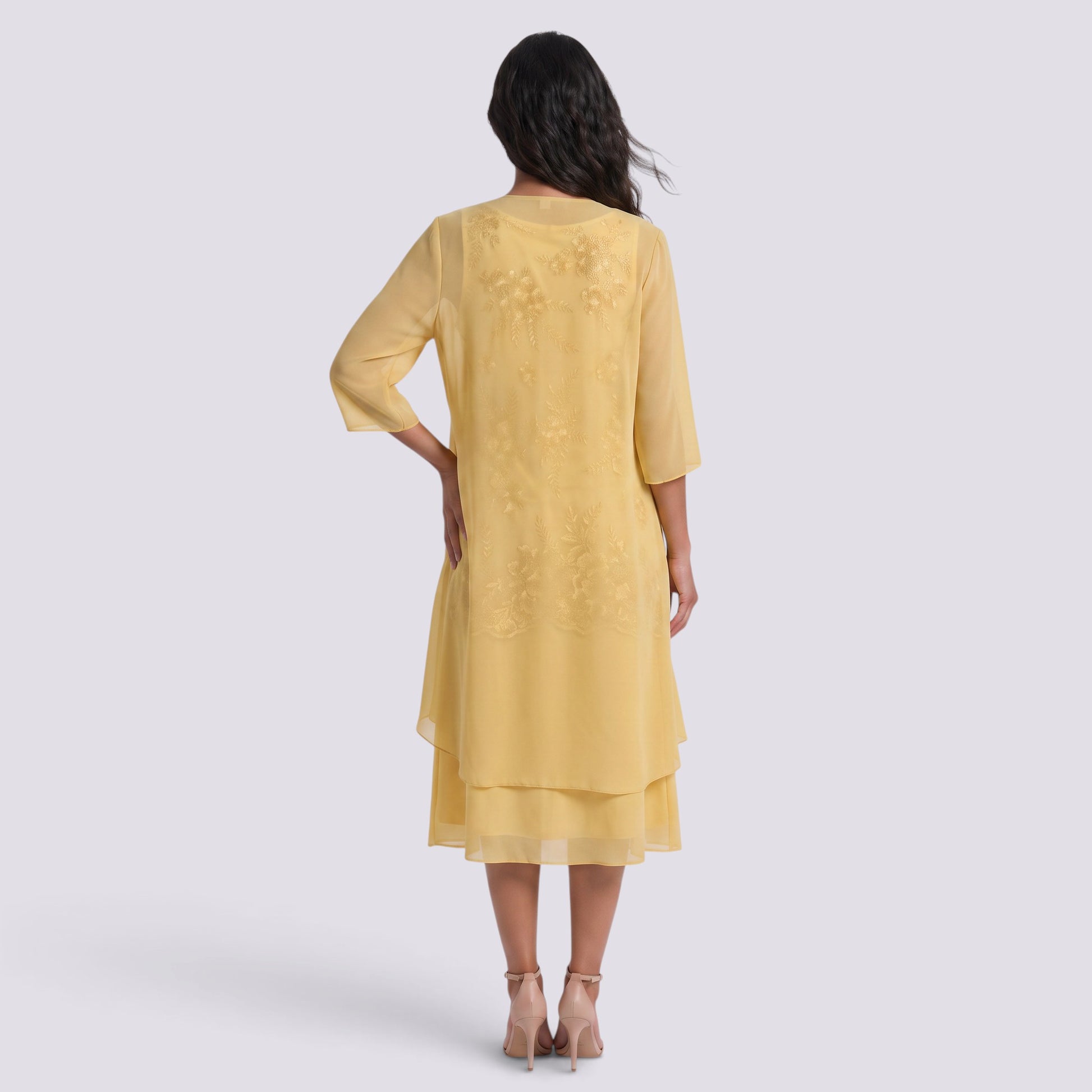 Vestido Largo Mujer Dos Piezas Encaje