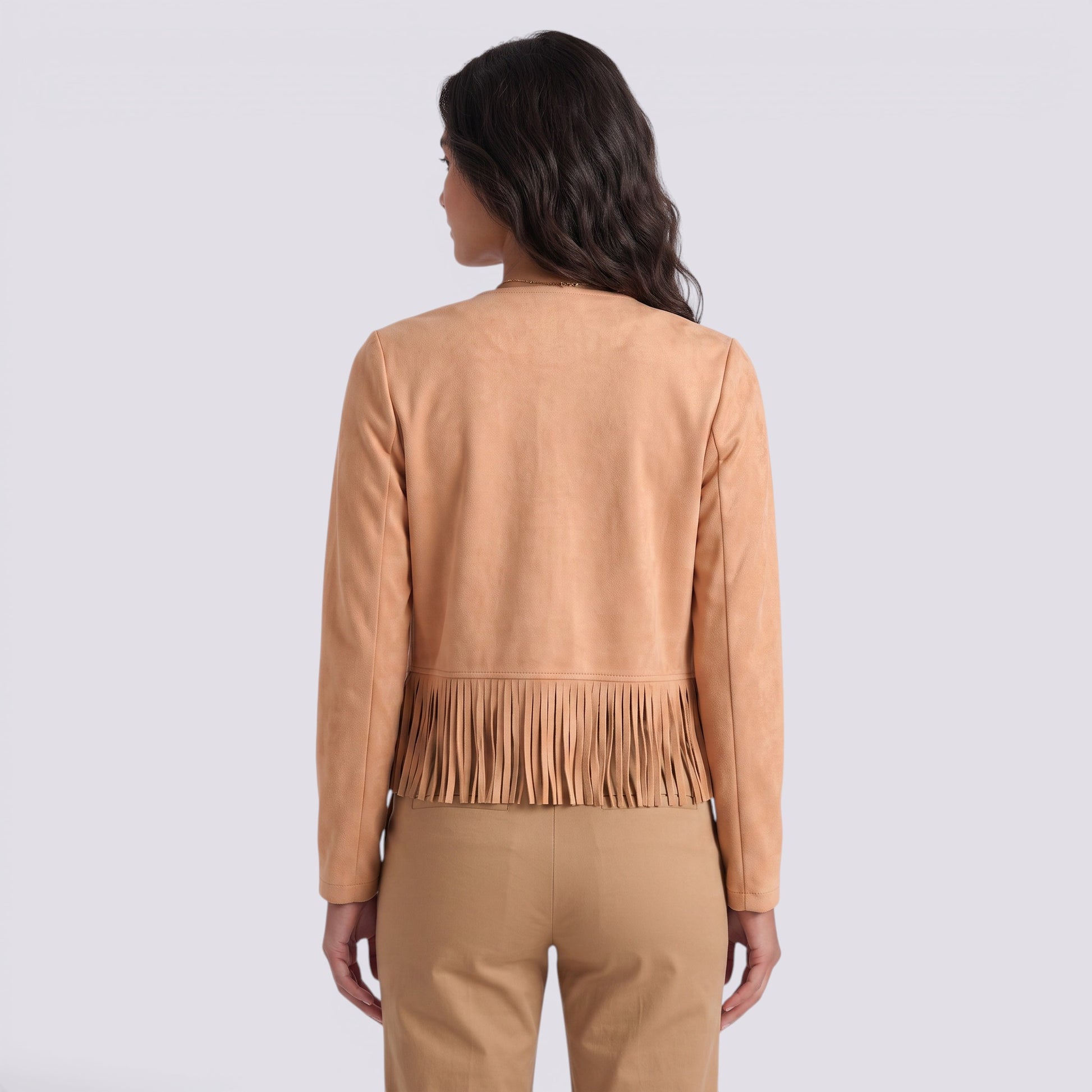 Chaqueta Mujer Corto de Flecos y Tachuelas