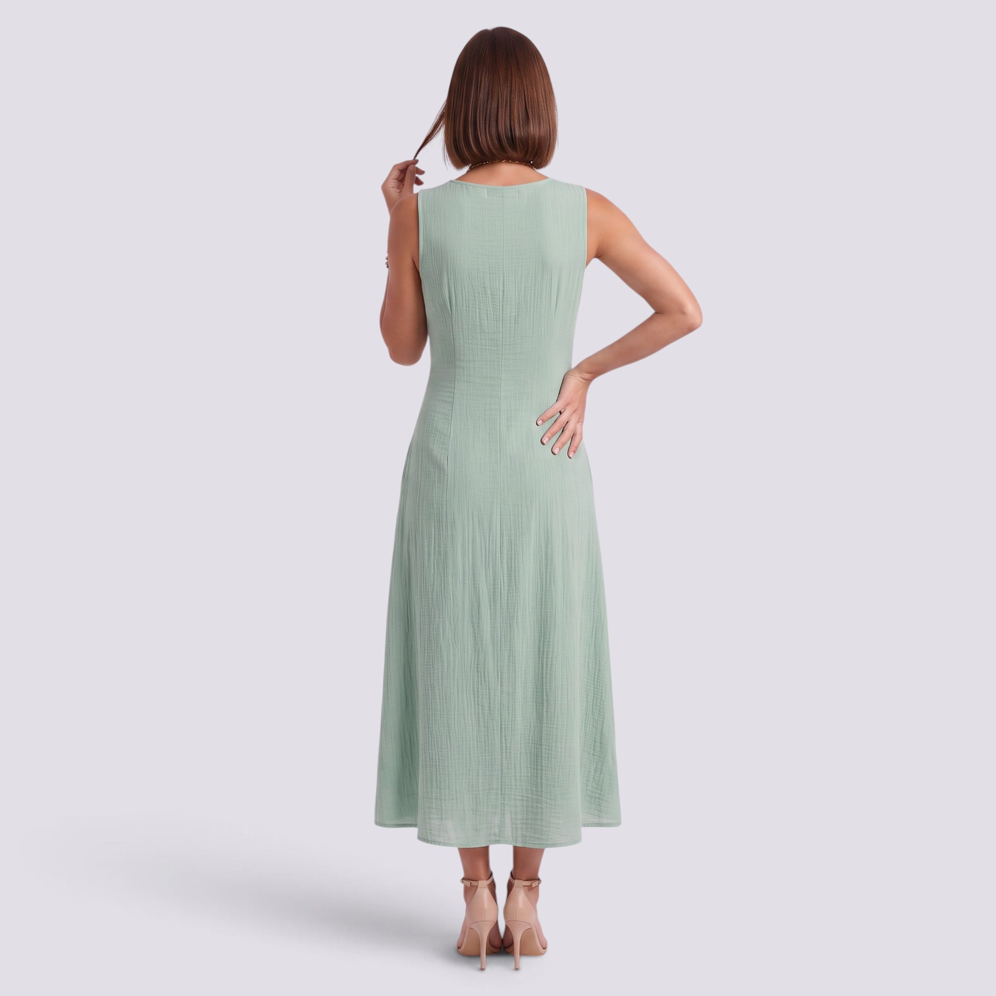 Vestido Cruzado Mujer Elegante Talle Alto