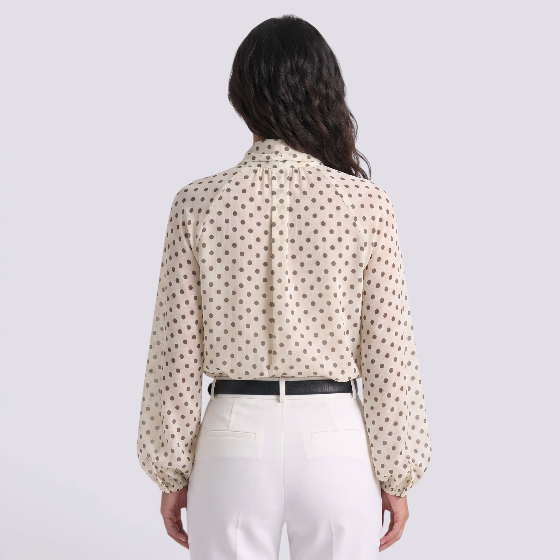 Blusa Mujer Lunares Lazo Manga