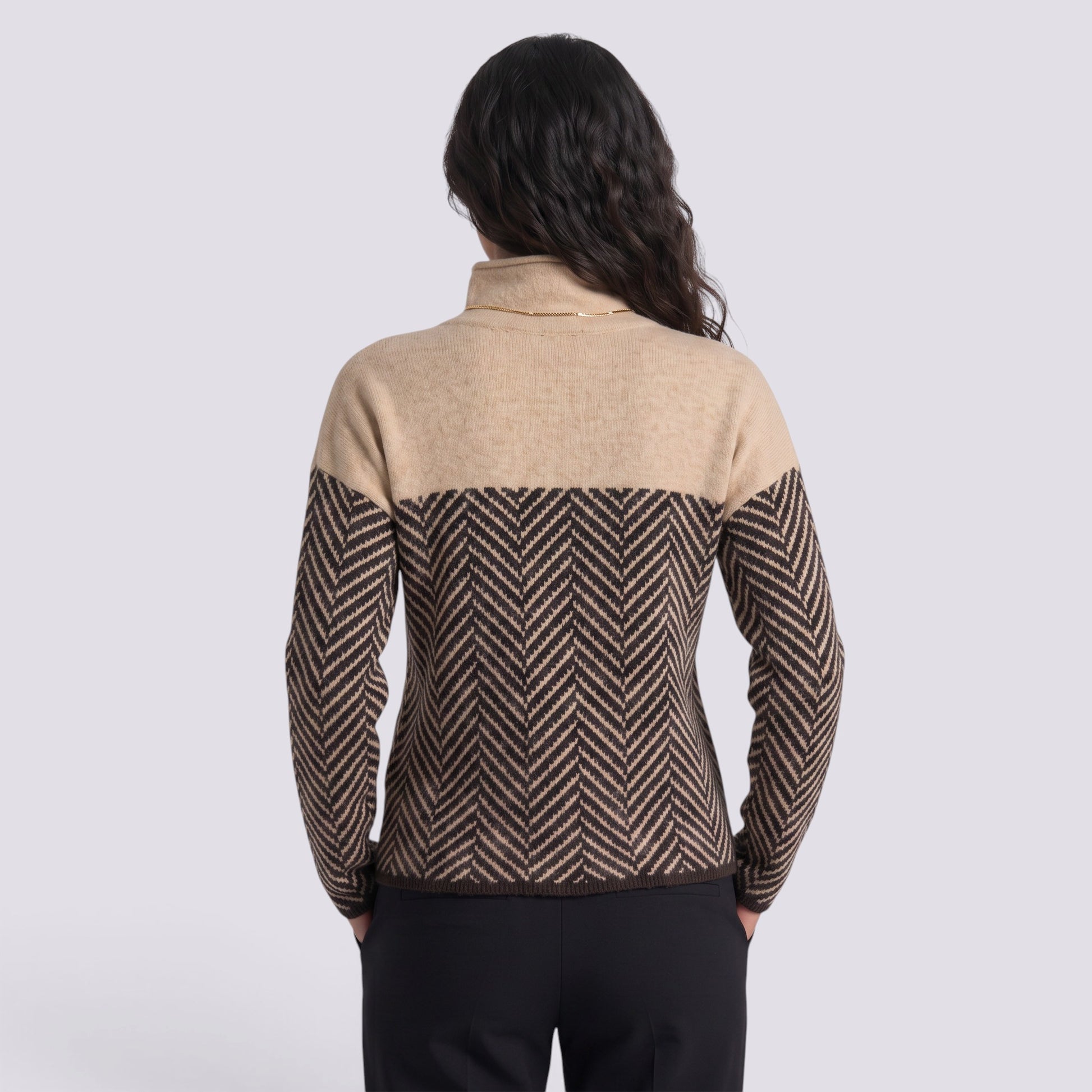 Jersey Mujer Cuello Alto Punto Grueso