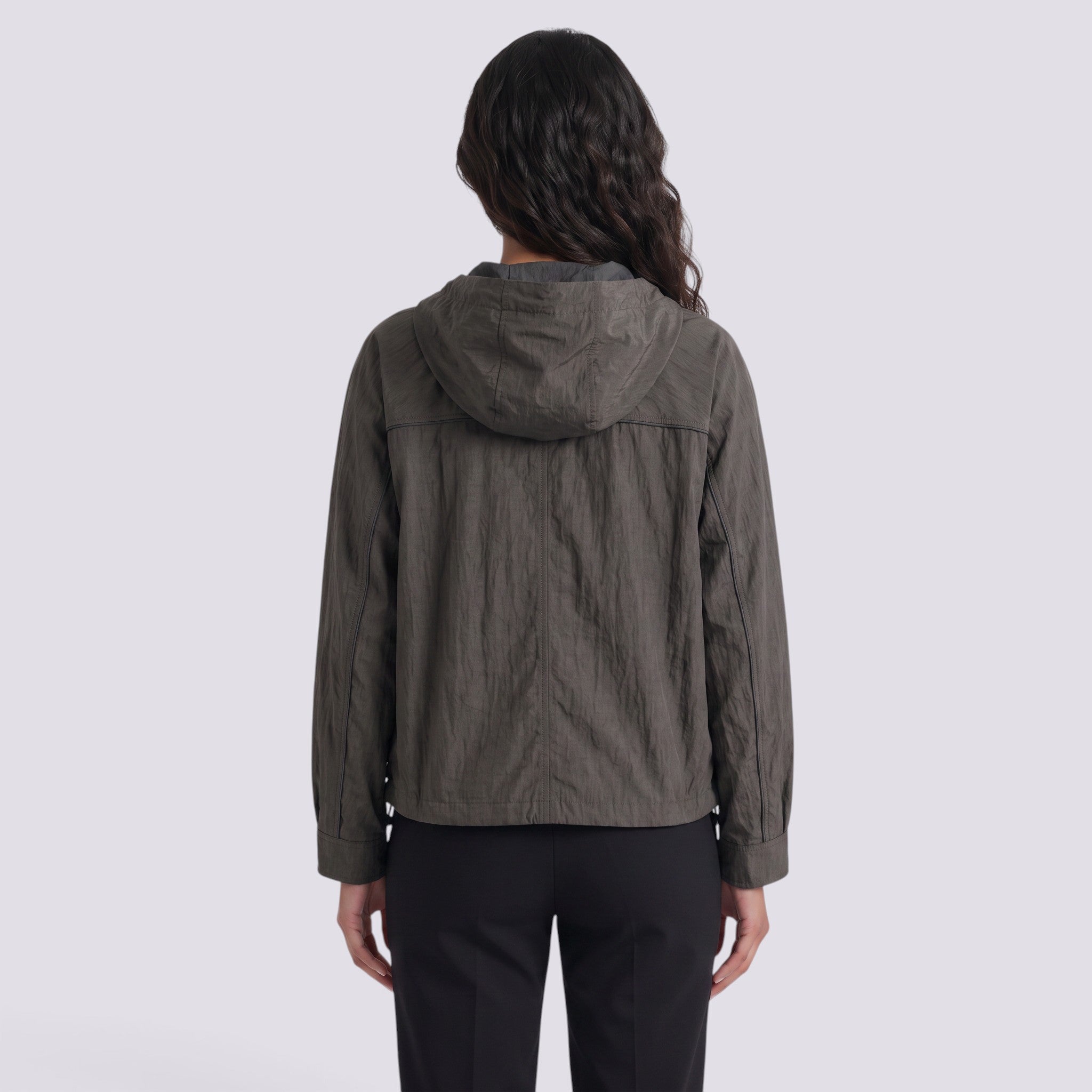 Abrigo Mujer Oversize con Capucha Holgada Bicolor