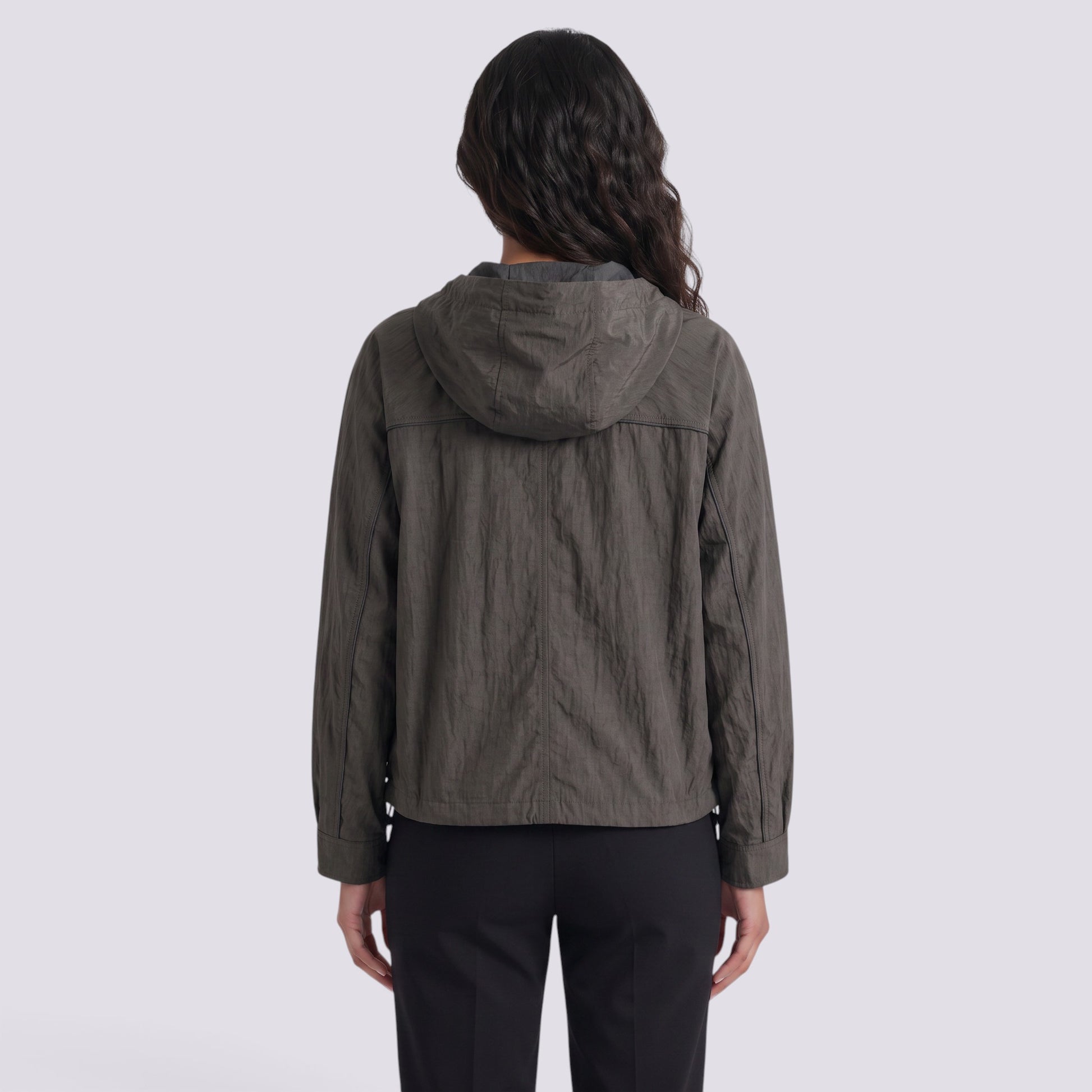 Abrigo Mujer Oversize con Capucha Holgada Bicolor