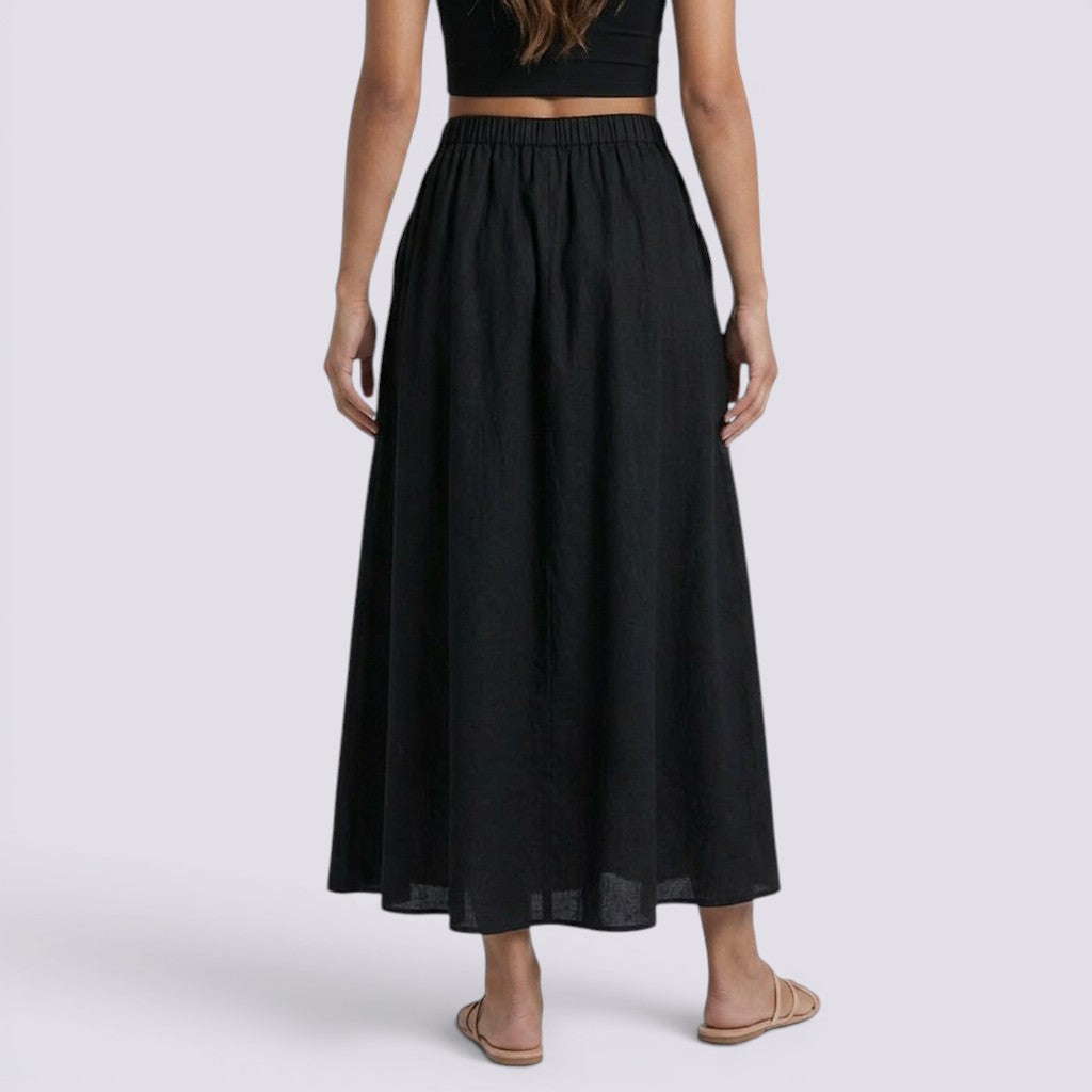 Falda Midi Plisada Large Mujer Elegante