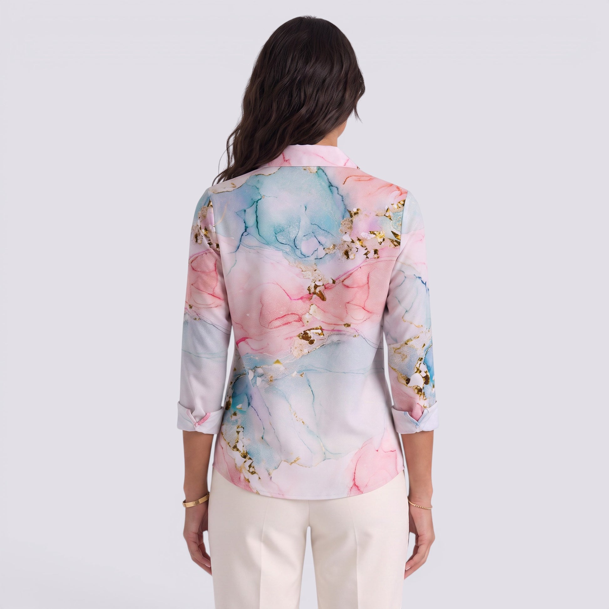 Camisa Mujer Estampado Floral Manga Larga