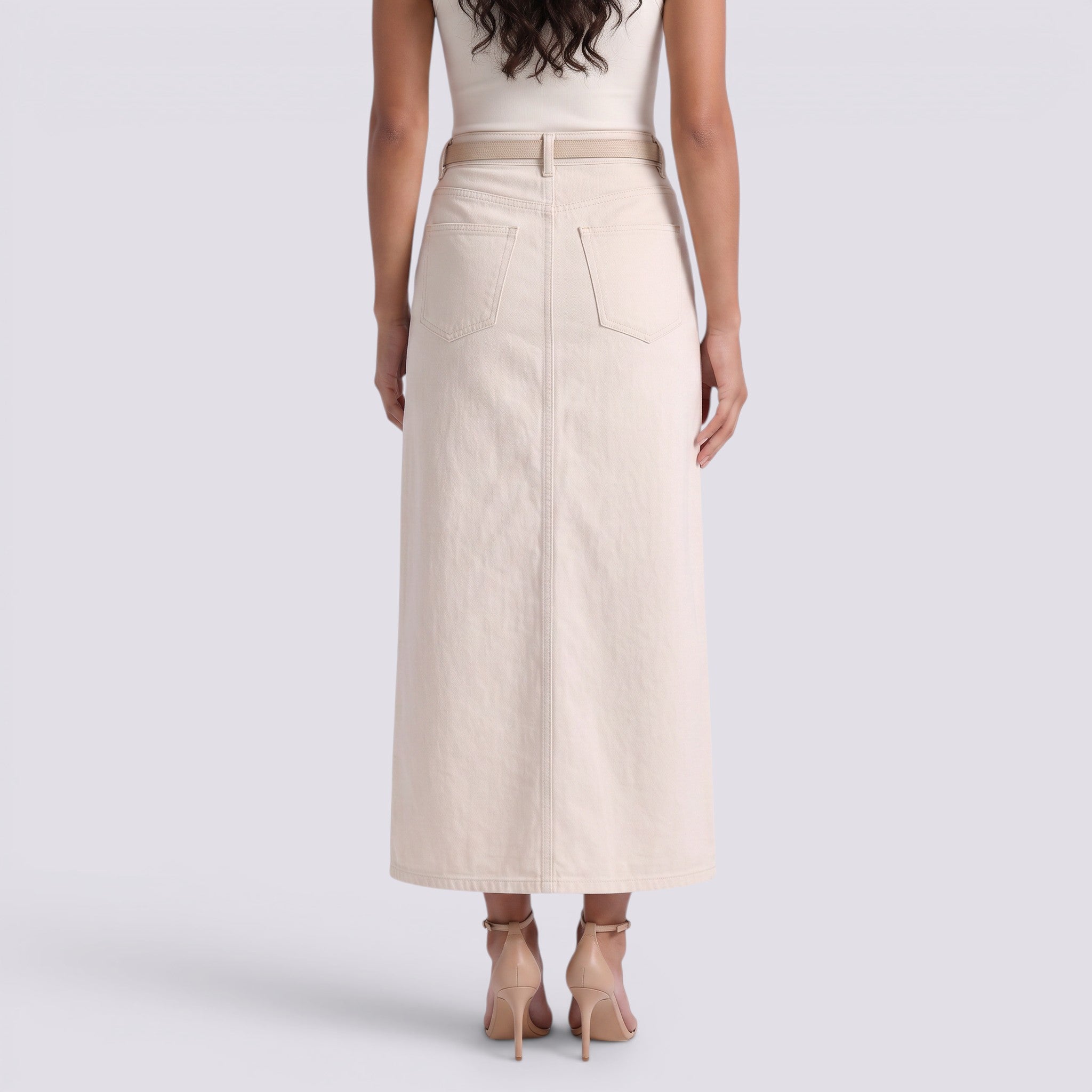 Falda Vaquera Midi Mujer Tiro Alto Vintage