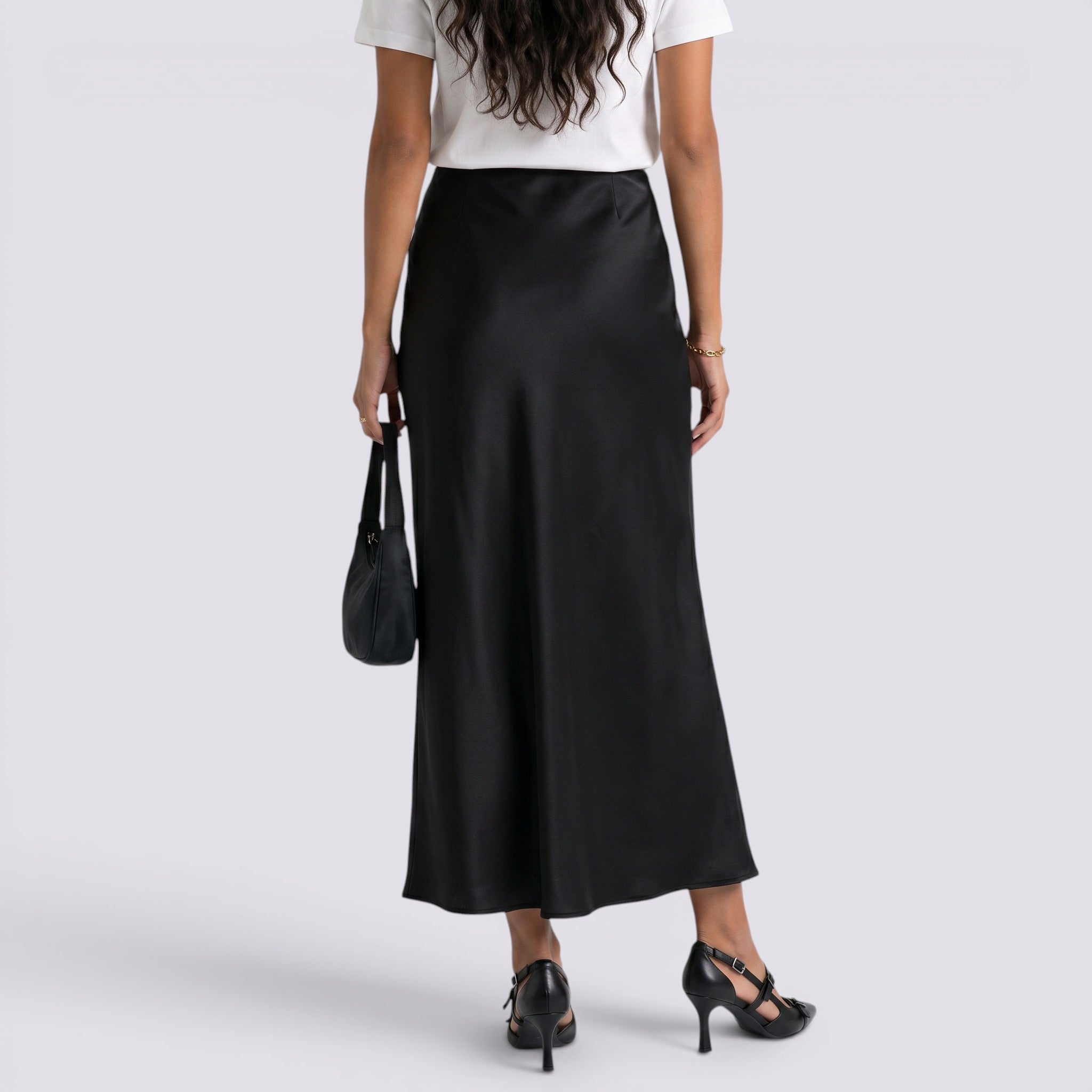 Falda Larga Satinada Mujer Elegante