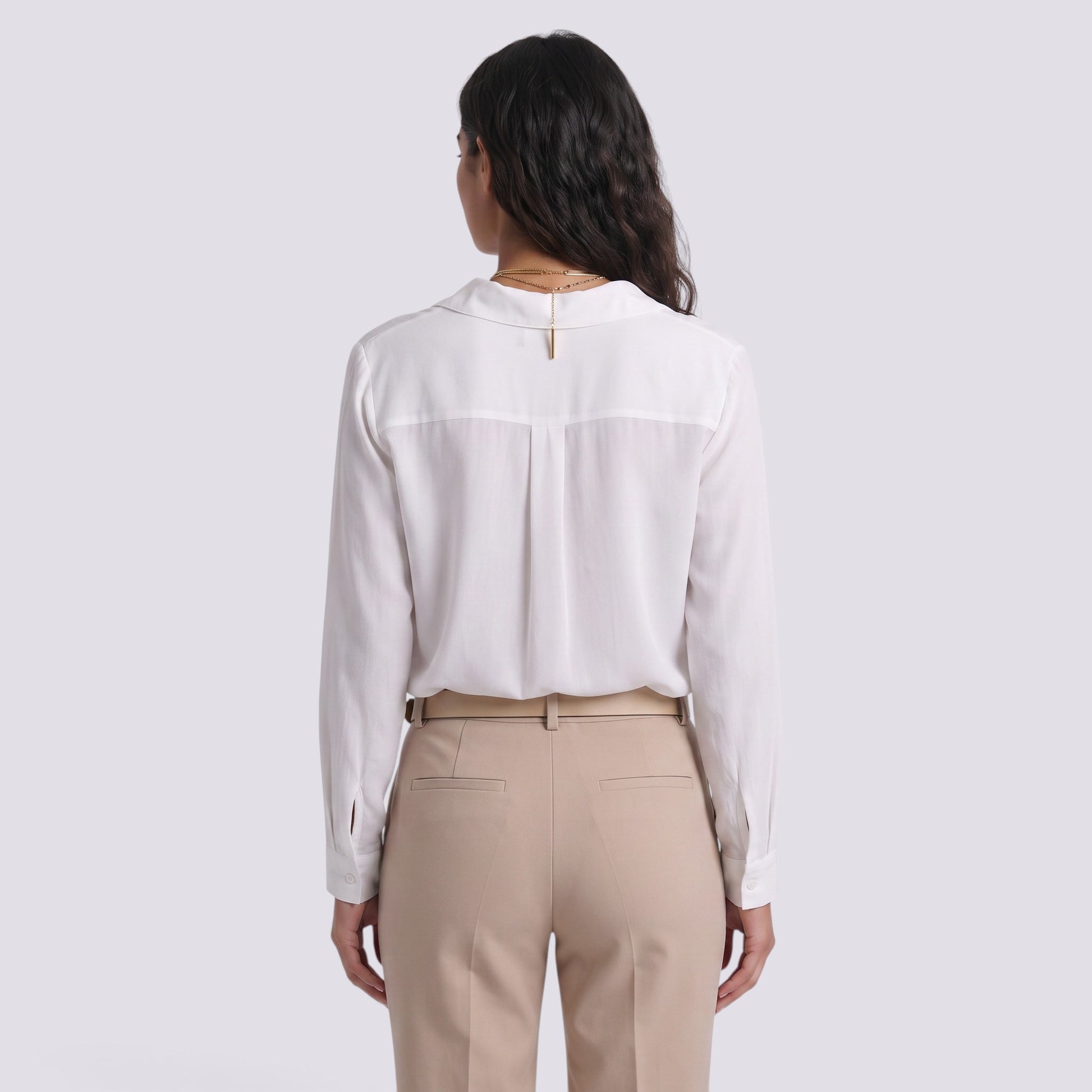 Camisa Mujer Manga Larga Escote V Botonada