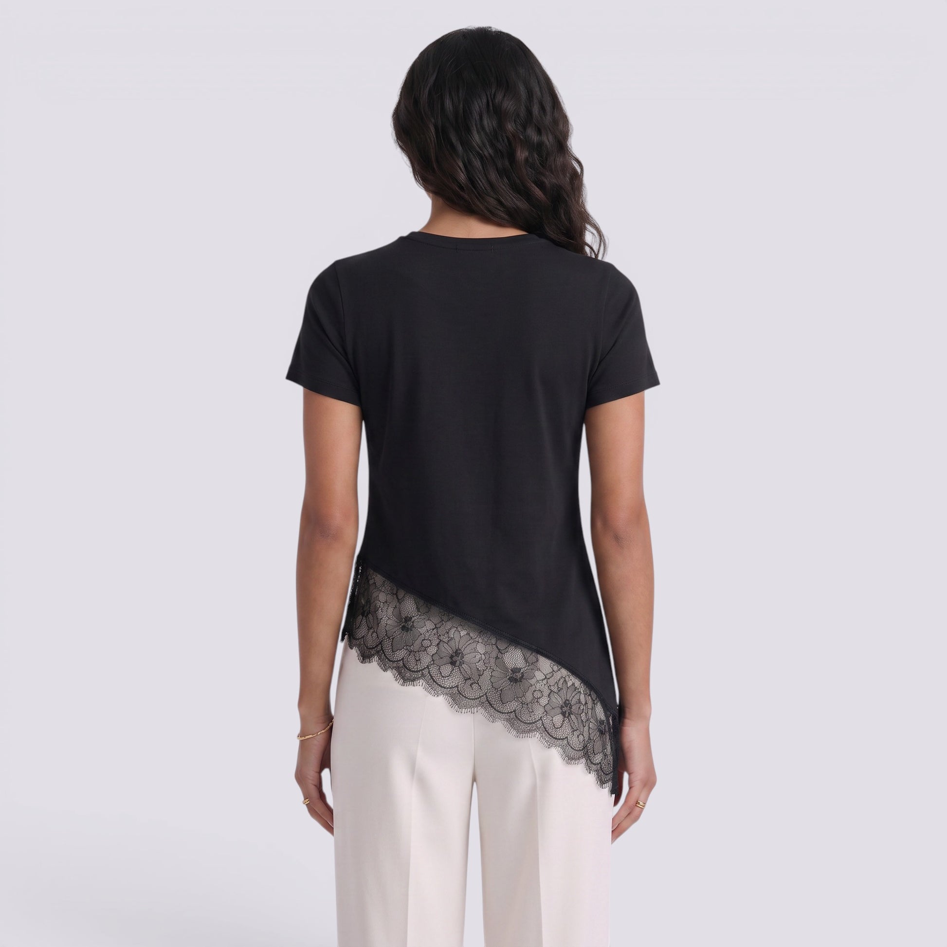 Camiseta Mujer Manga Corta Encaje