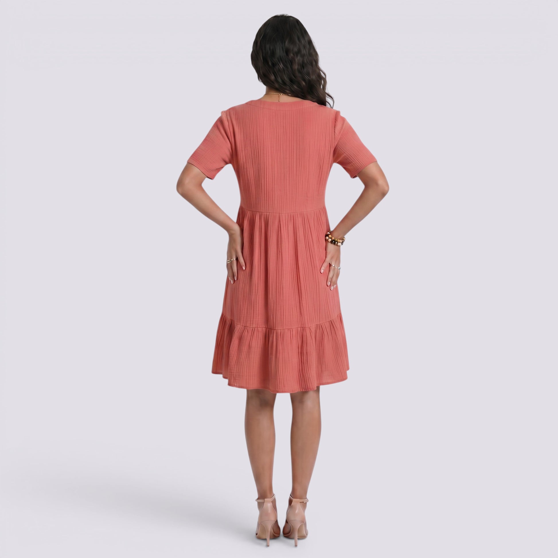 Vestido Corto Mujer Verano Cuello Pico Boho
