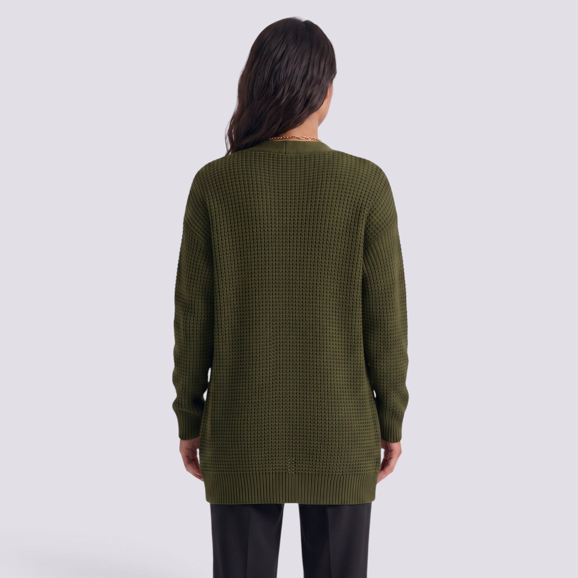 Chaqueta de Punto Mujer Larga con Bolsillos