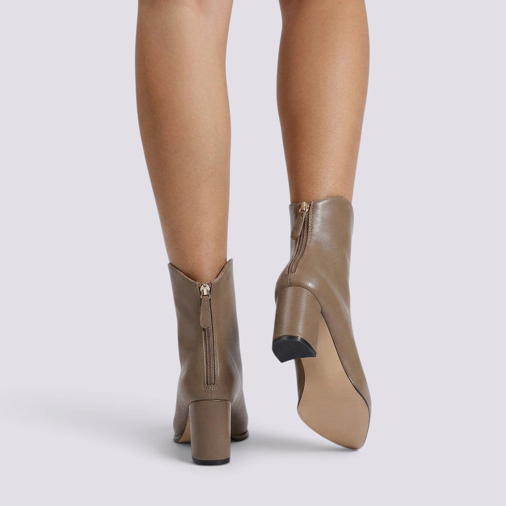 Botines Mujer Piel Punta Fina Caña Media