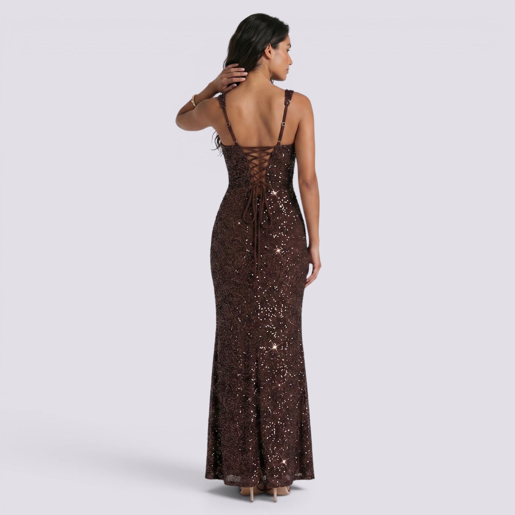 Vestido Largo Fiesta Mujer Brillante Elegante Ajustado